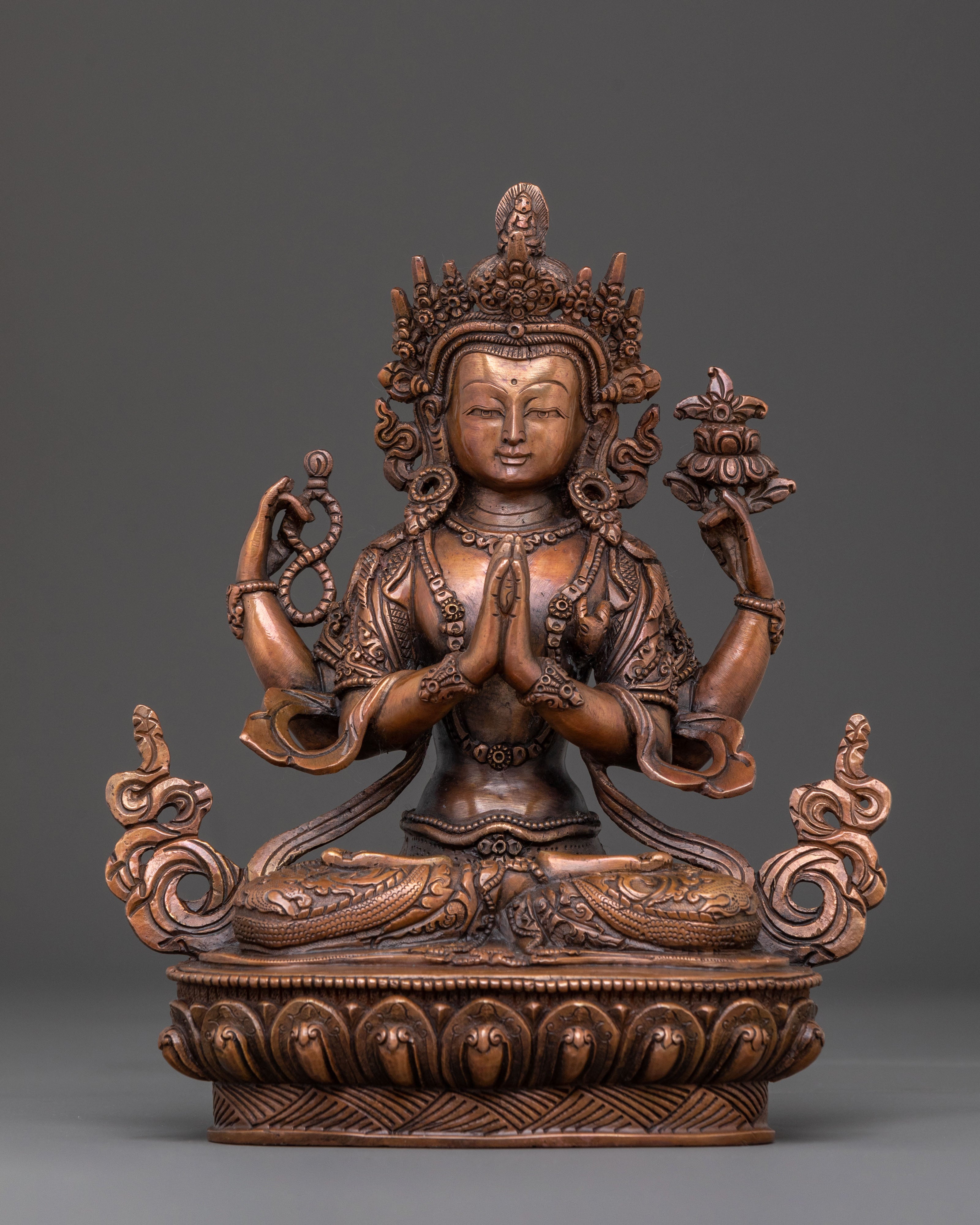 Chenrezig Oxidized Copper Statue