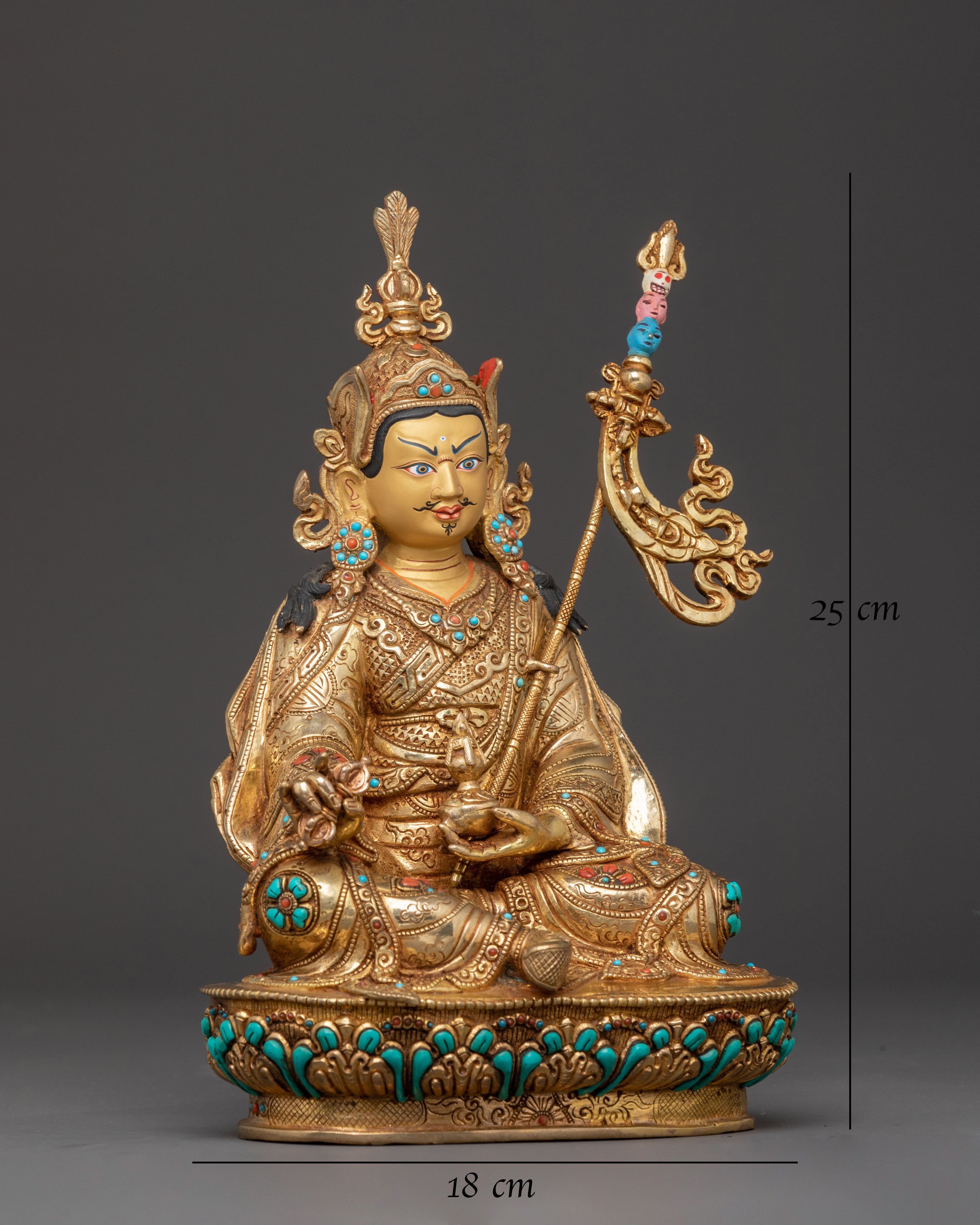 Guru Rinpoche Blessing Statue | Handcrafted 24K Gold Gilded