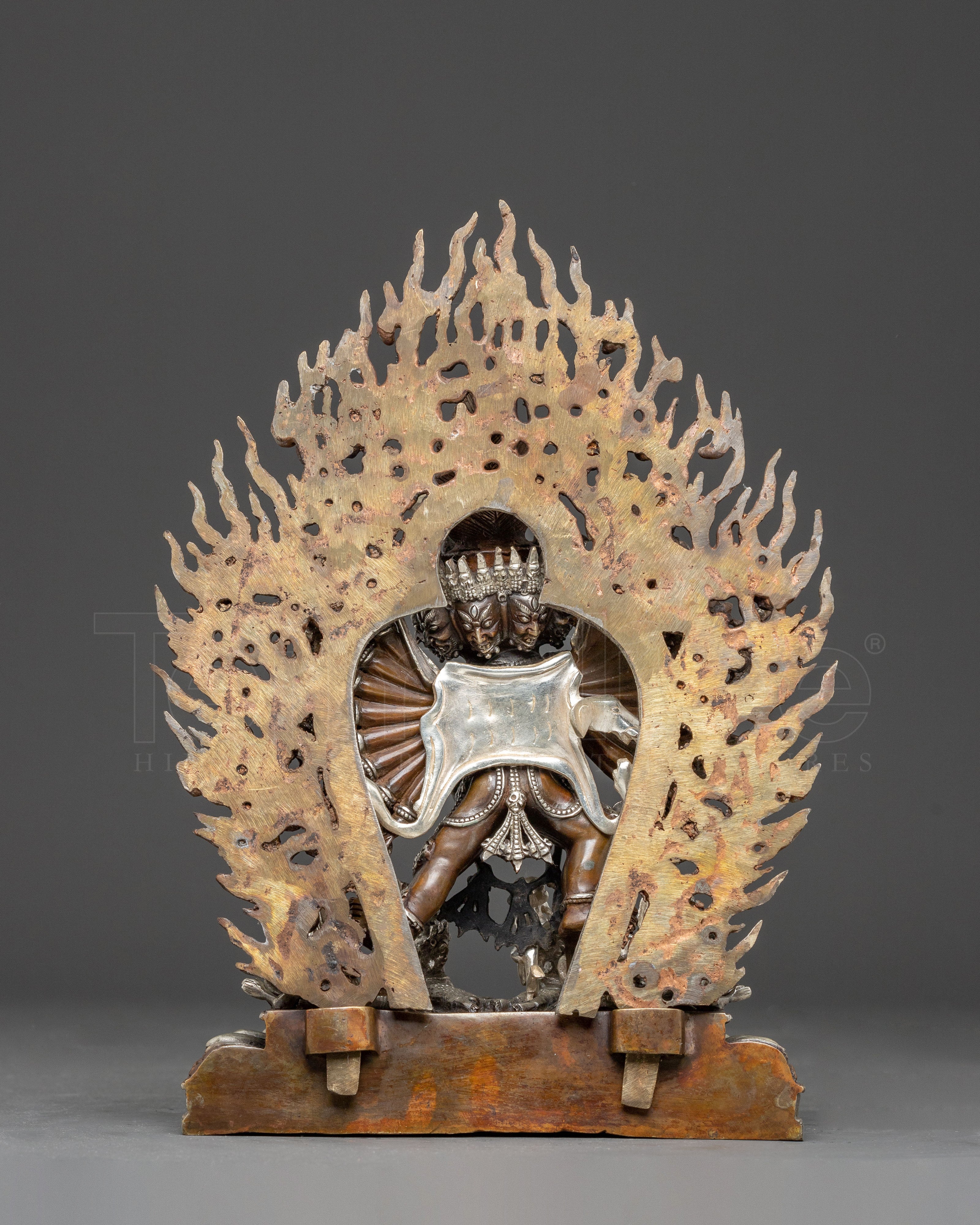 Handmade Yamantaka Golden Statue | Tibetan Buddhist Deity of Wisdom