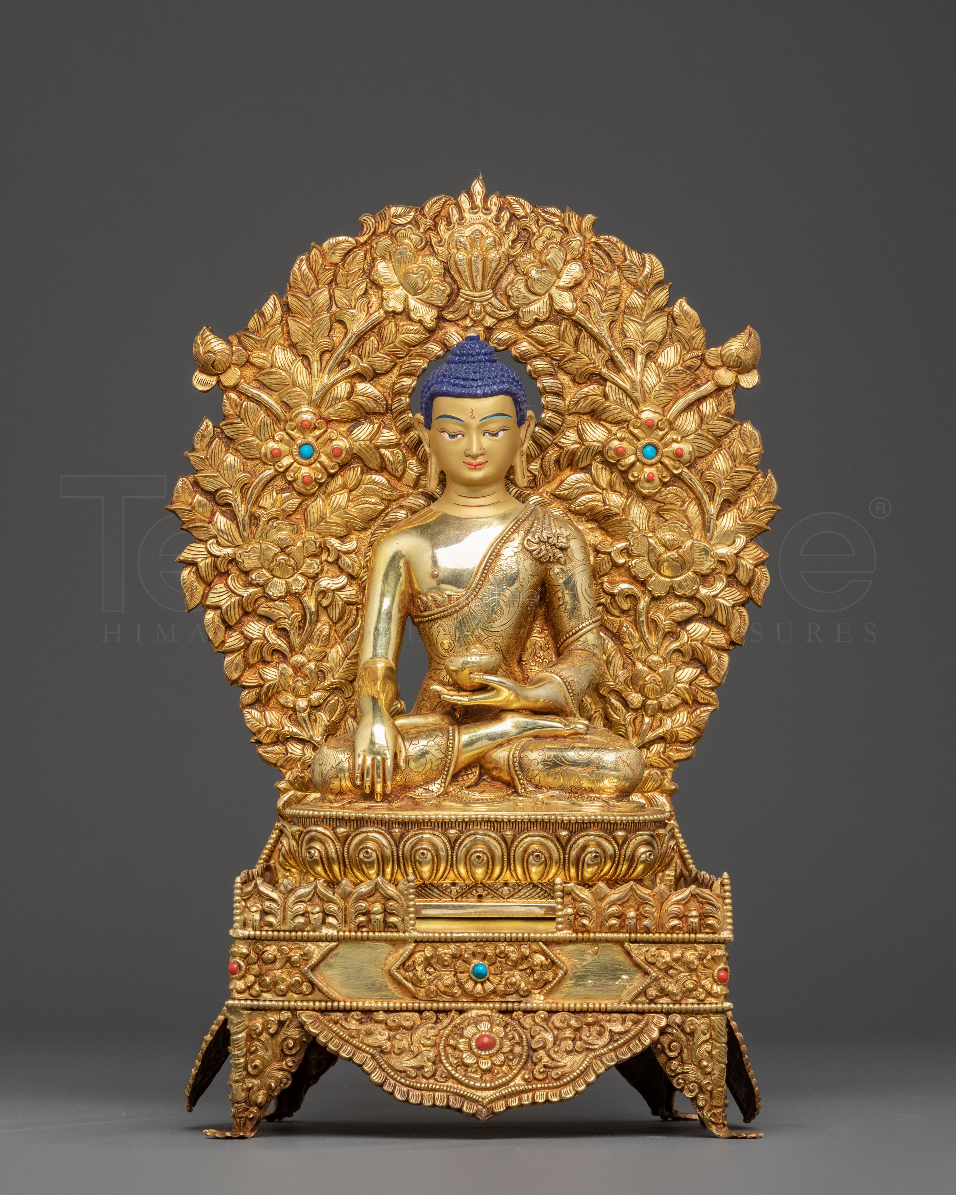 Shakyamuni Buddha Tibetan Statue - 24K Gold Gilded