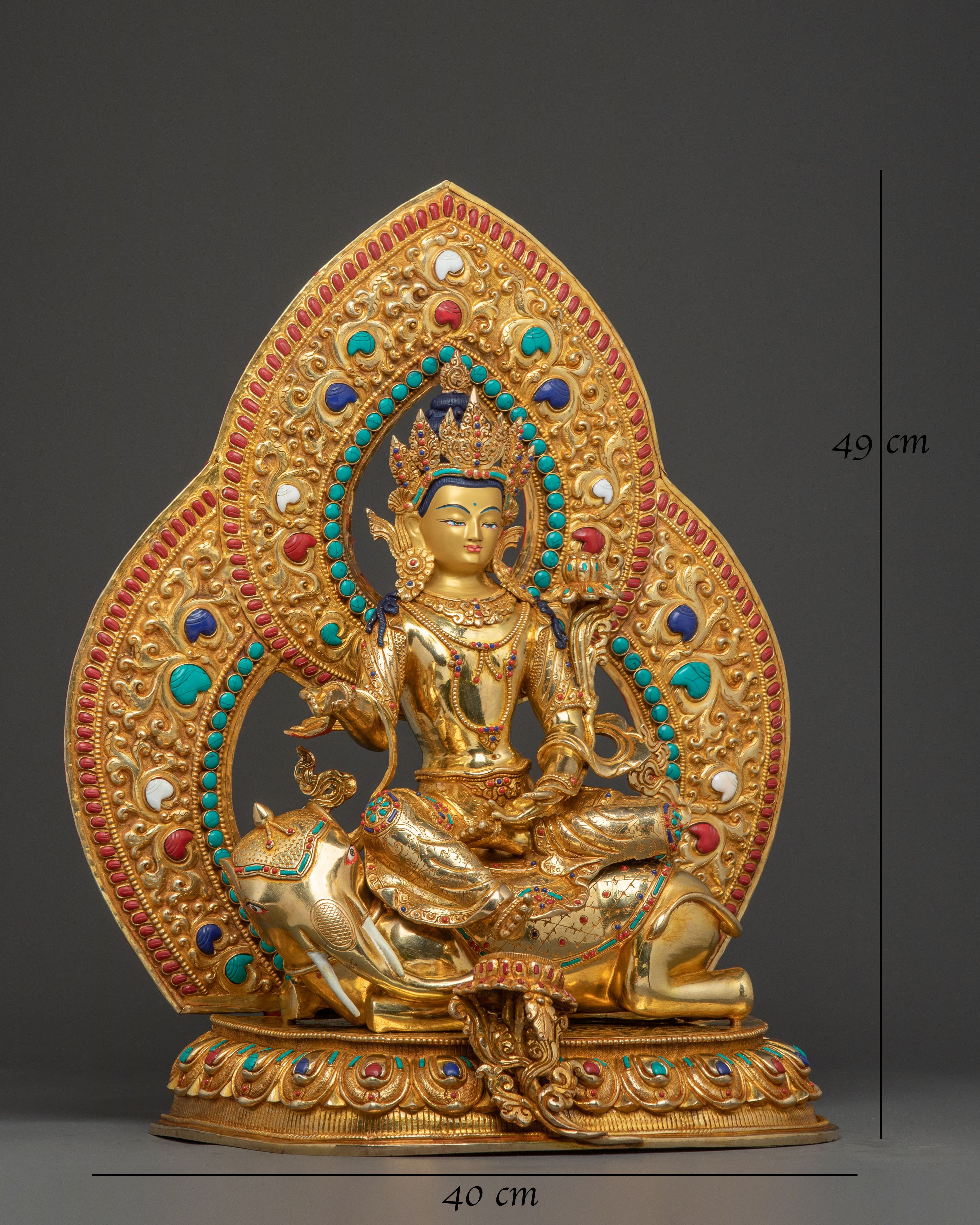 Handcrafted Samanthabhadra Statue: Gilded Copper Art