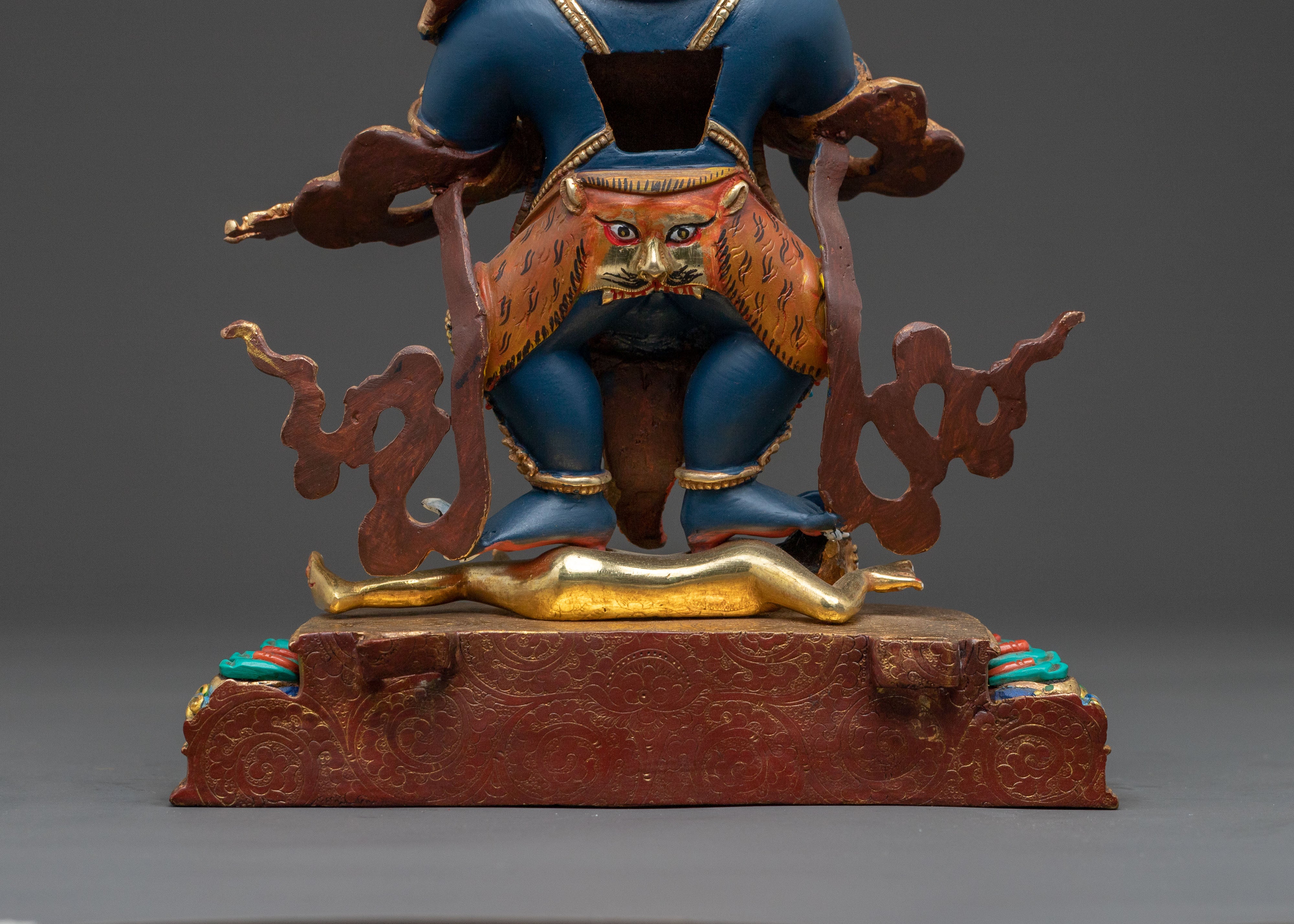 Exquisite 24K Gold Gilded Handcrafted Statue of Shakya Mahakala