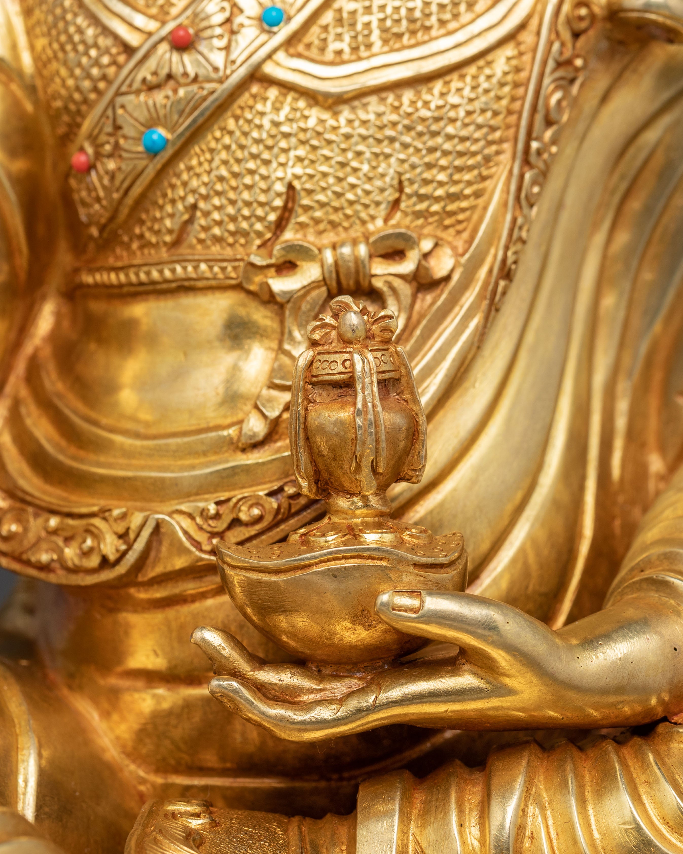 Guru Rinpoche Sacred Statue: Hand-Gilded Serenity