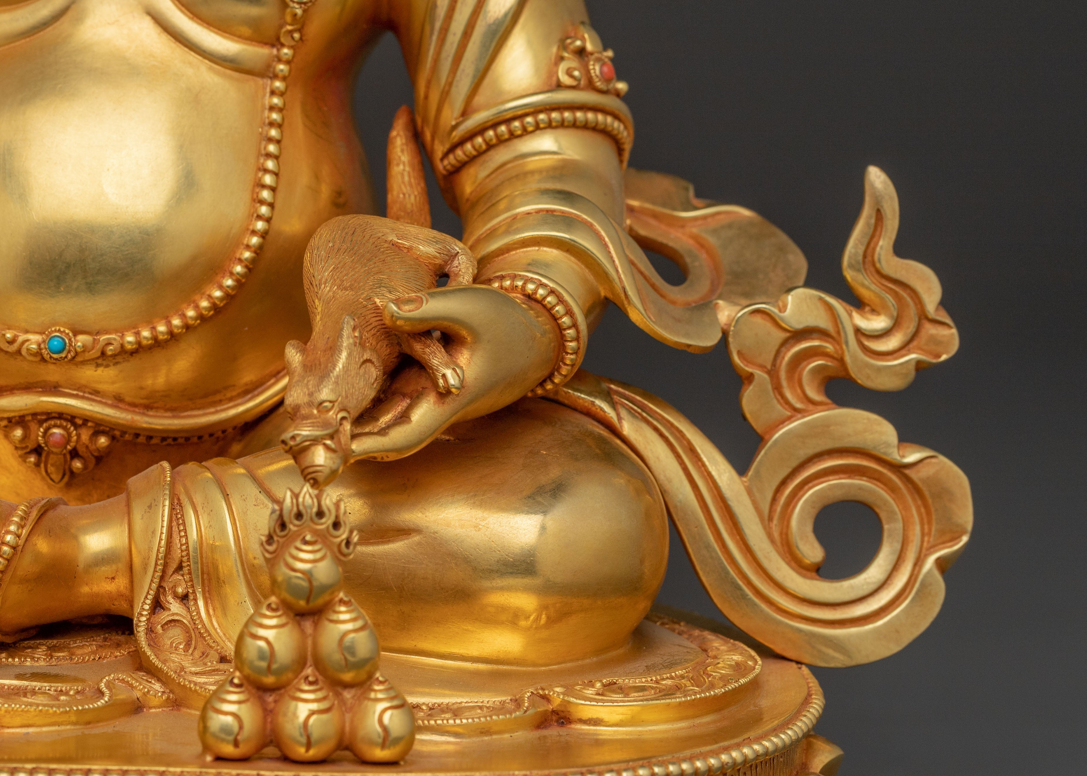 Yellow Dzambhala Wealth Deity Traditional Statue