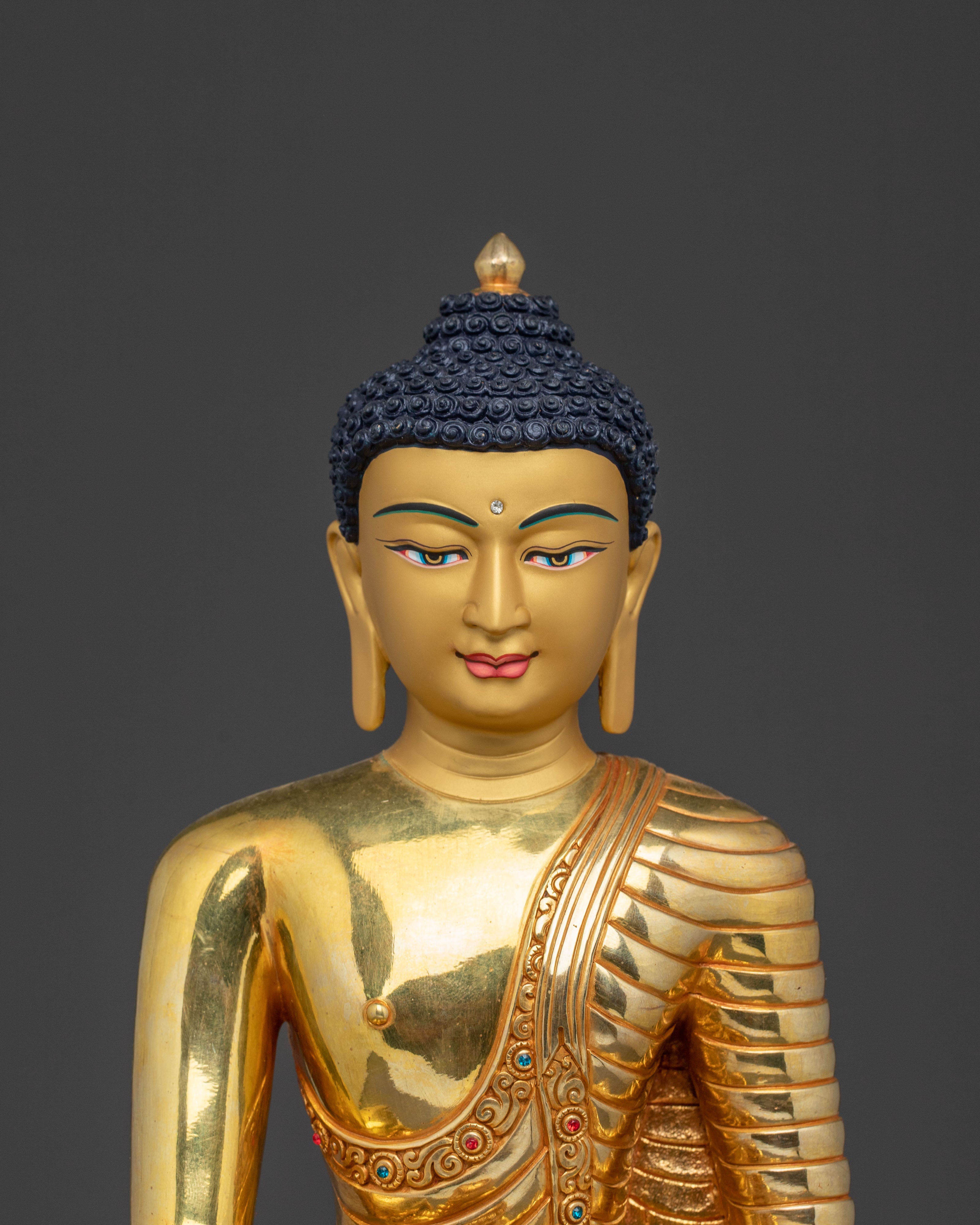 Gold-Gilded Shakyamuni Buddha Sacred Statue | A Radiant Icon