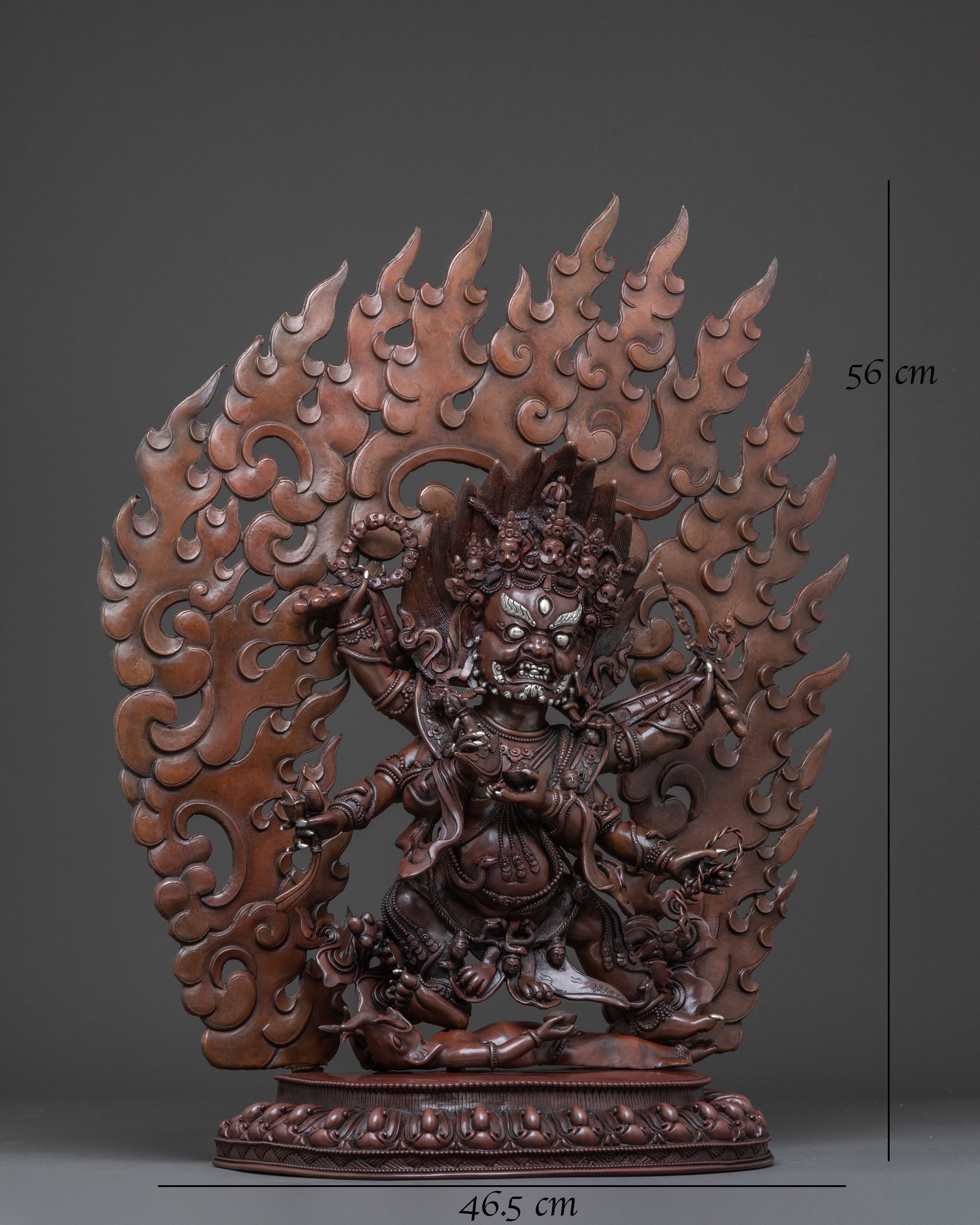 Handcrafted Six-Armed Mahakala Golden Statue – Potent Protector Art