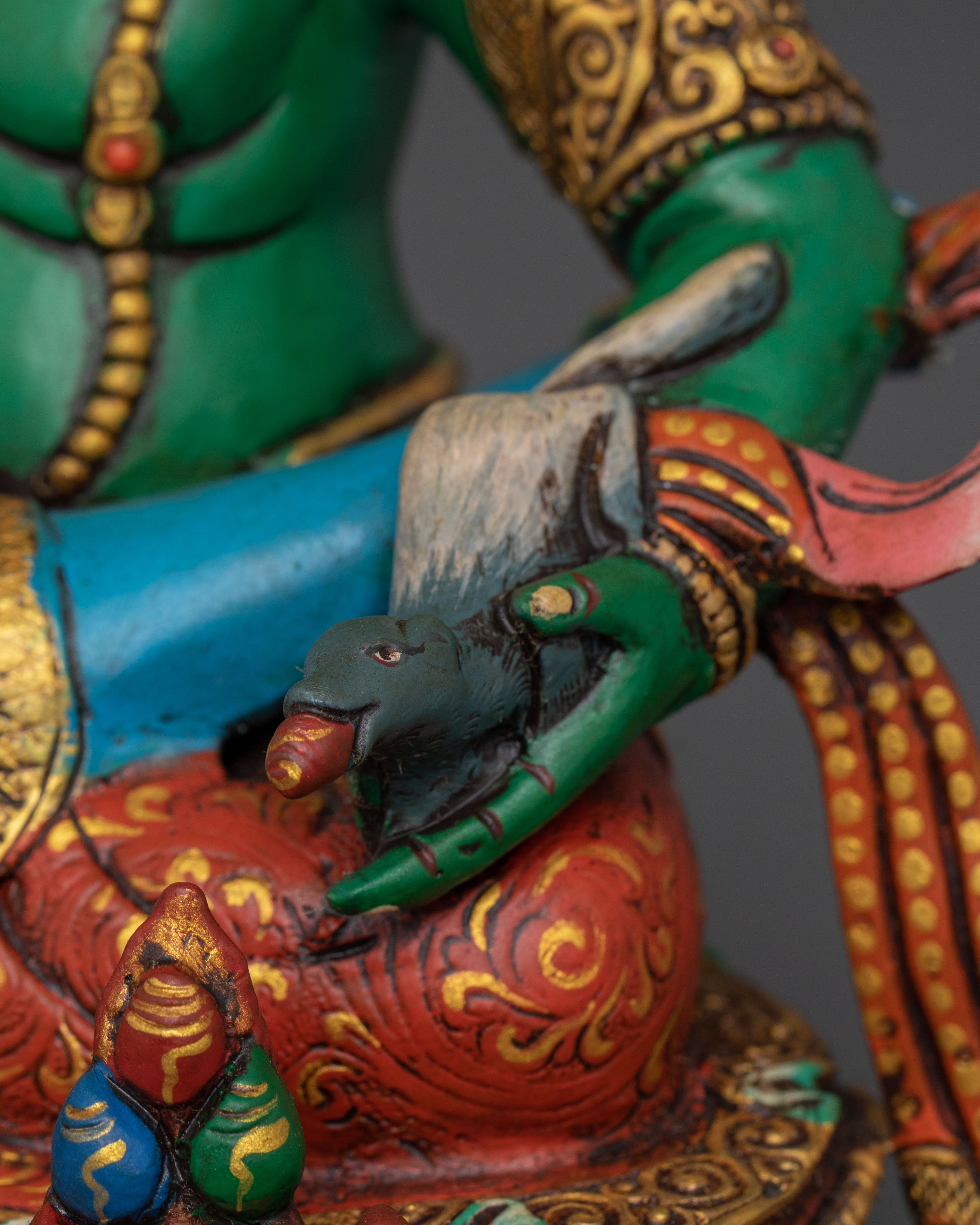 Green Dzambhala Statue | Handcrafted Wealth Deity