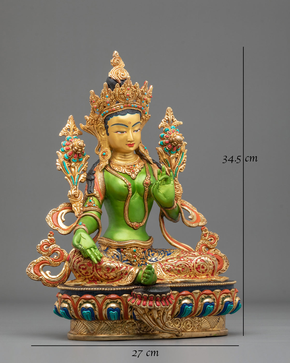 Goddess Green Tara Statue | Copper Figurine