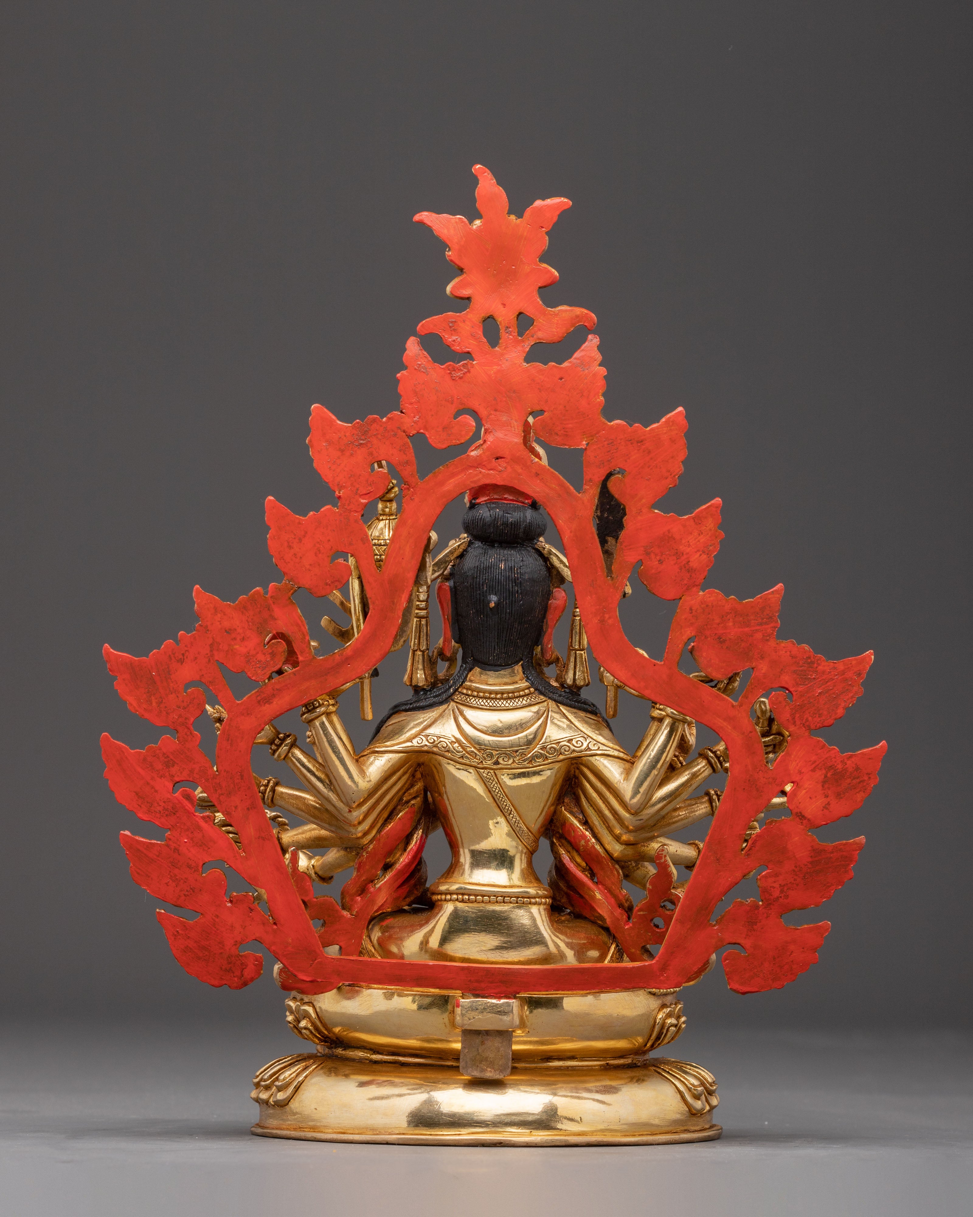 Handmade Golden Statue of Chundi Bodhisattva | Tibetan Style Decor