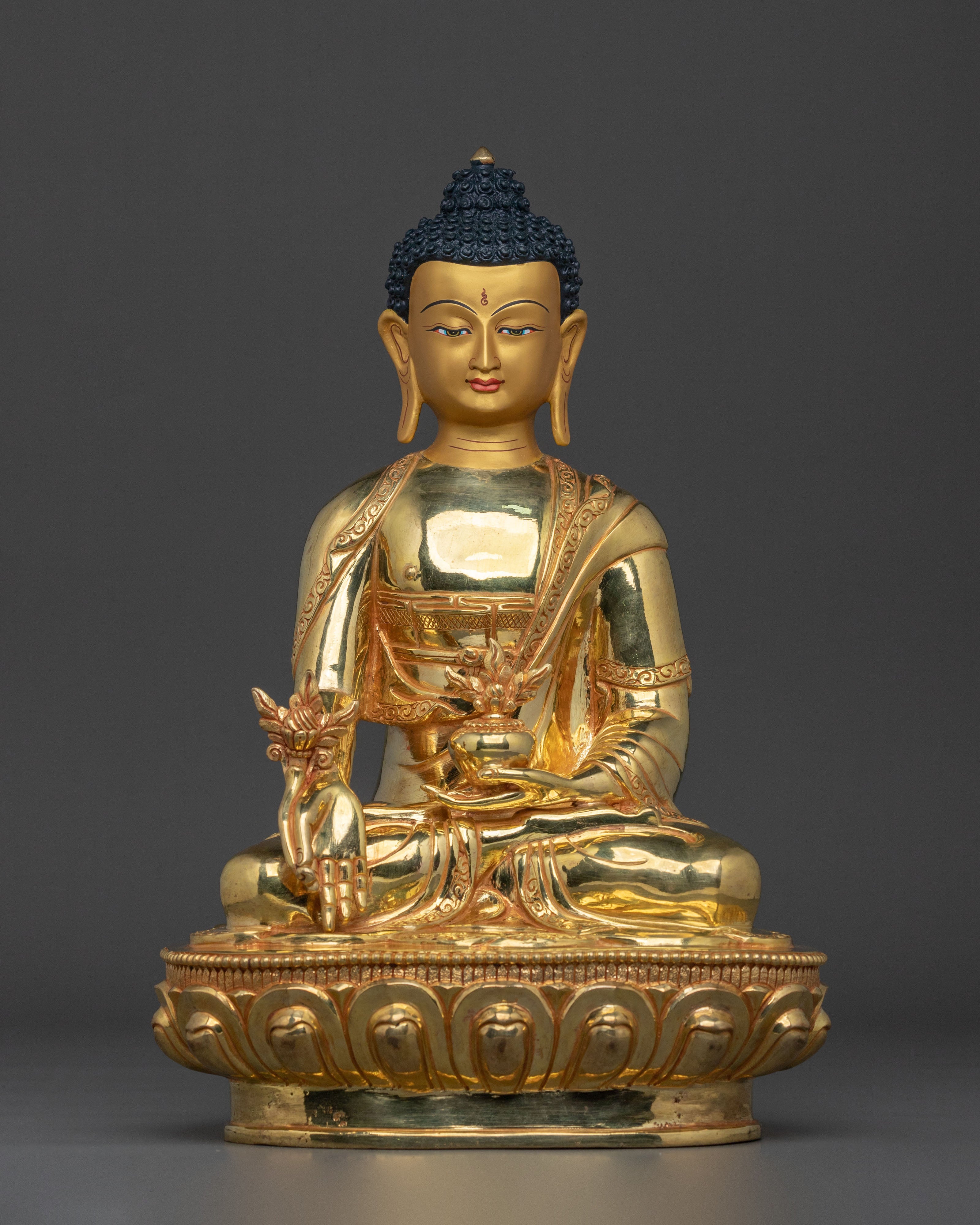 24k Gold Gilded Medicine Buddha Statue | Healing Buddha