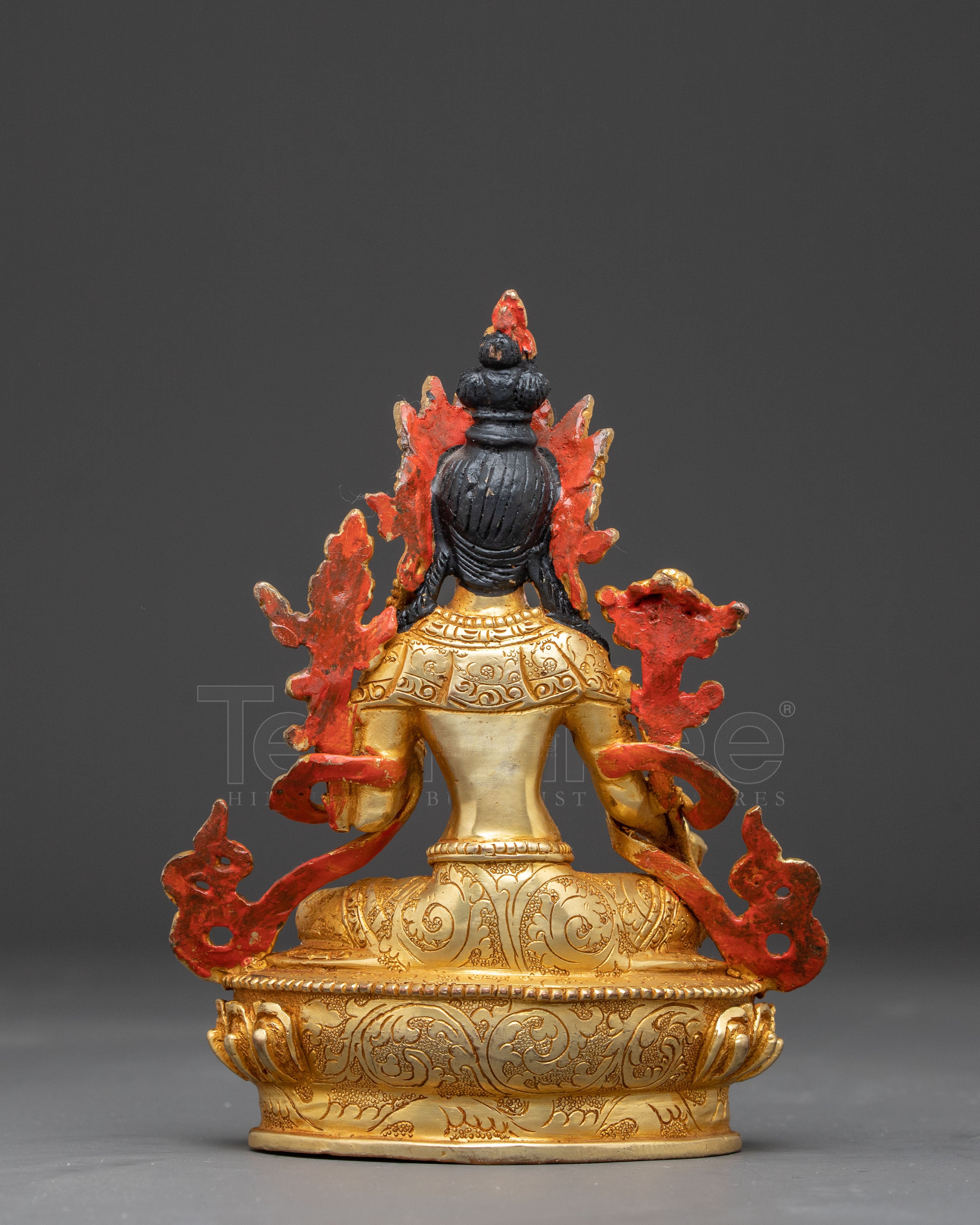 Handmade Serene Copper Sculpture of Mother Green Tara