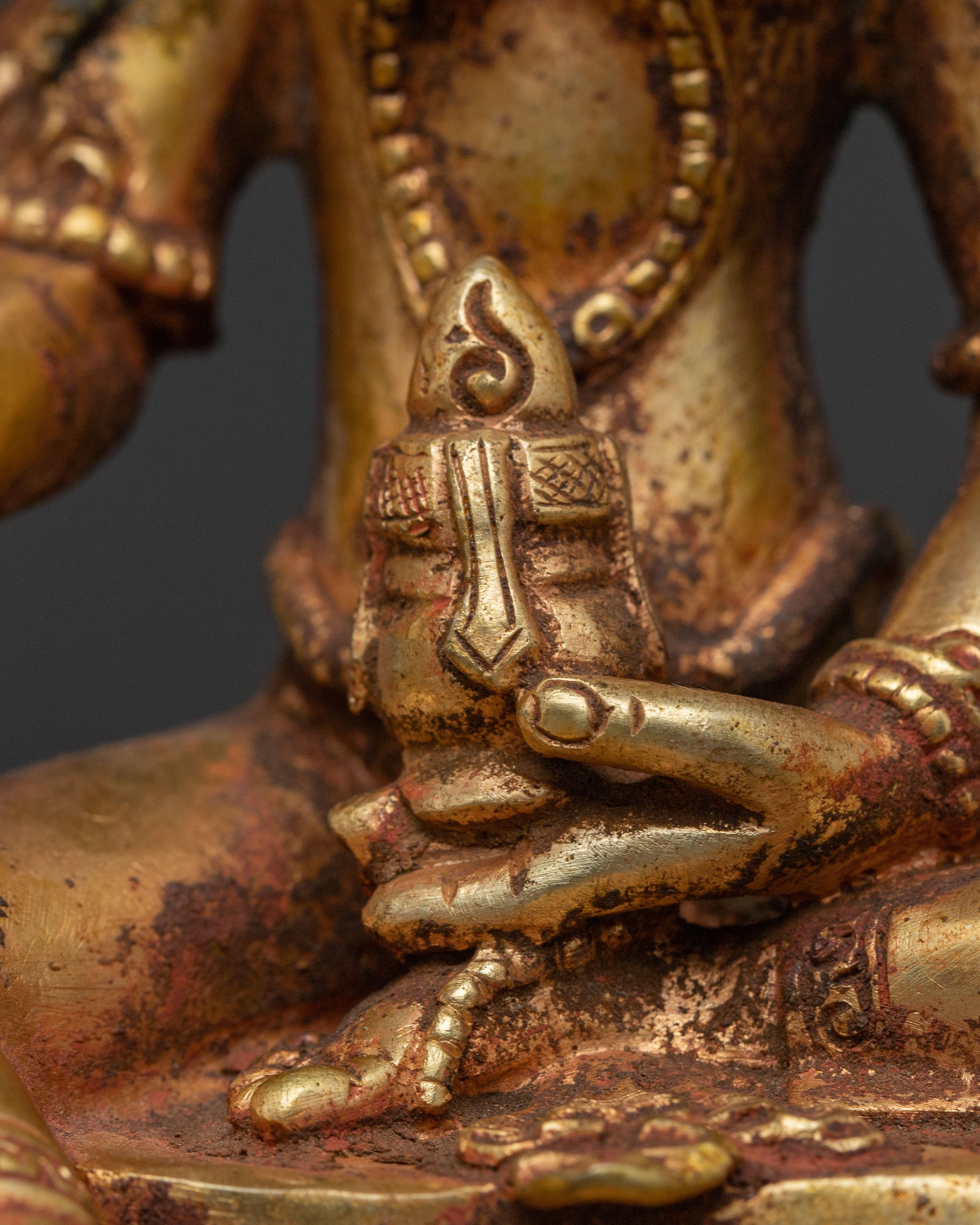 Vasudhara Statue: Antique Brass and Copper Elegance