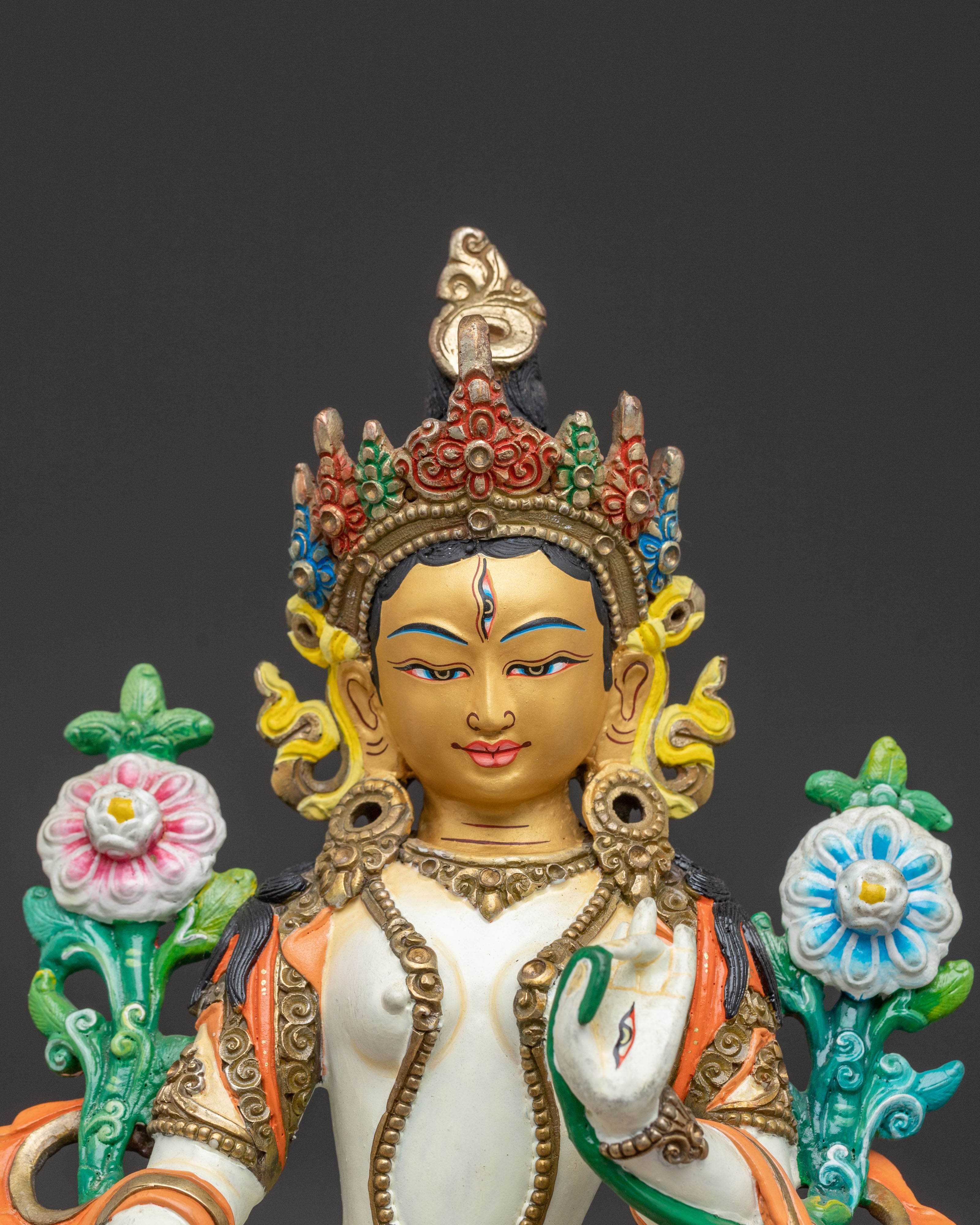 White Tara Protector of Peace Statue - Serene Gold Gilded