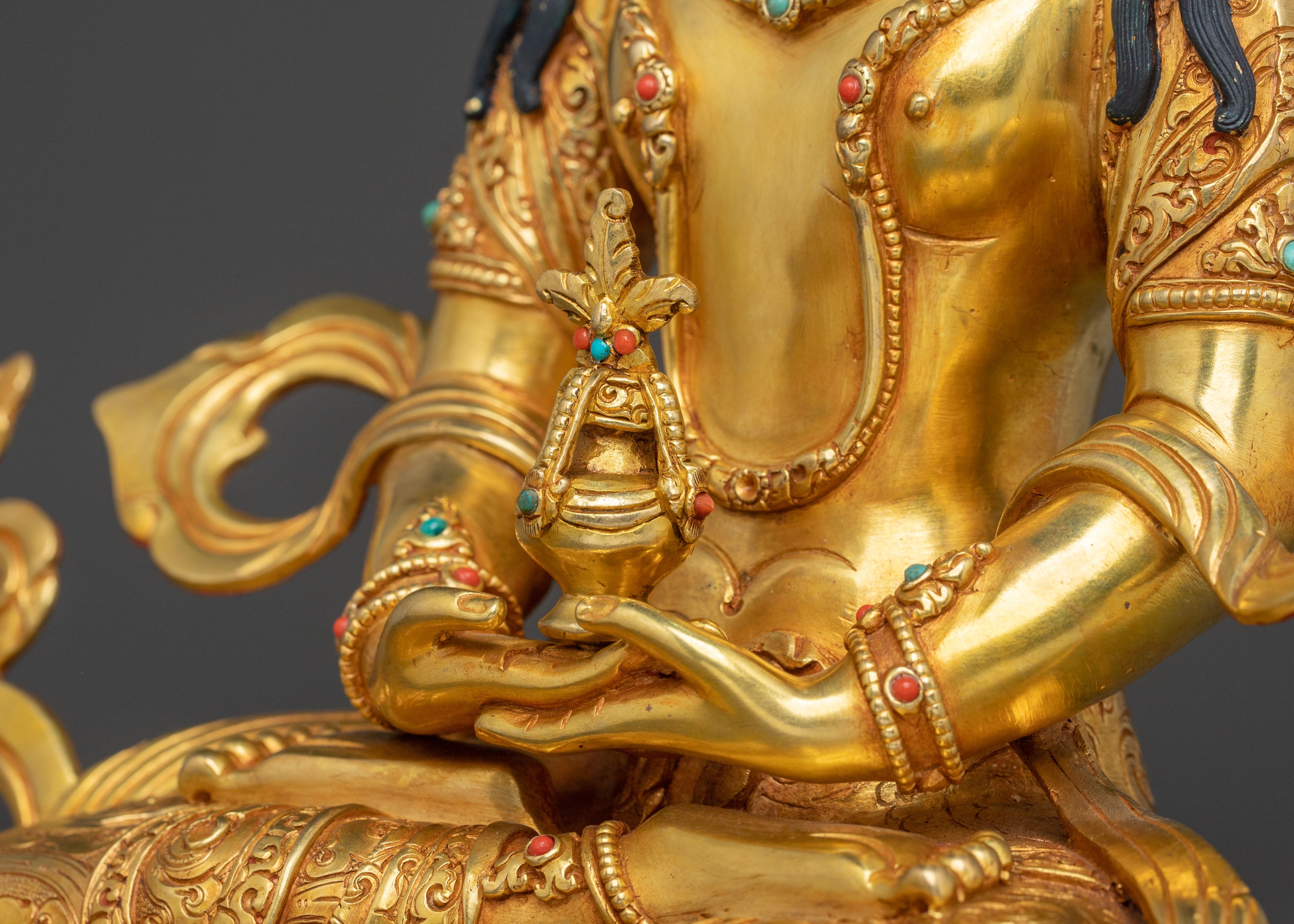 Amitayus Buddha: 24K Gold Gilded Figure