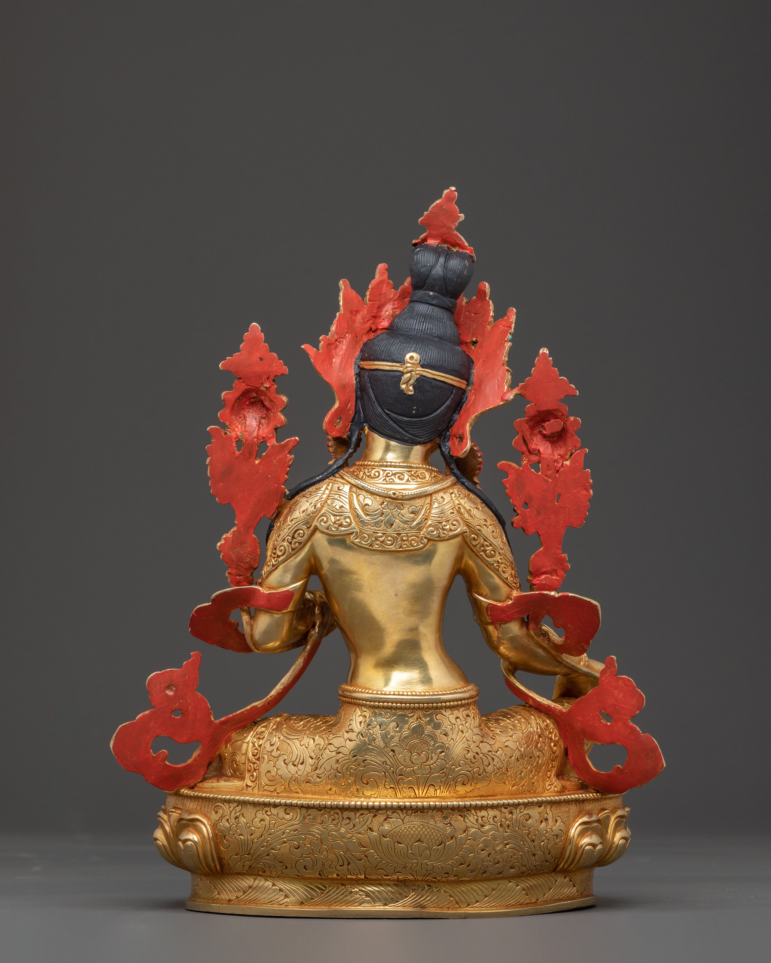Green Tara Blessing Statue: Handcrafted in 24K Gold