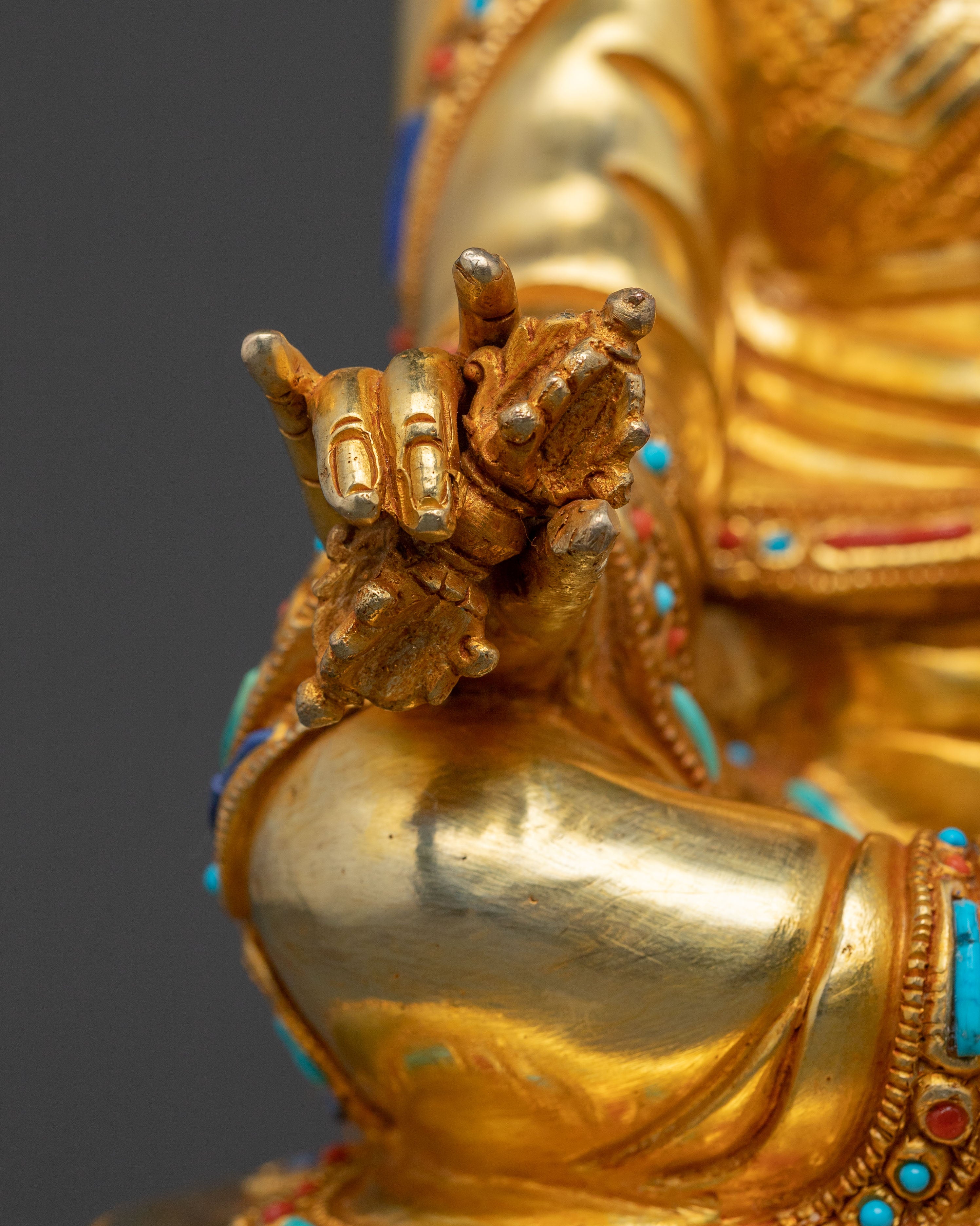 Sacred Guru Rinpoche Statue of Wisdom, Gilded Copper