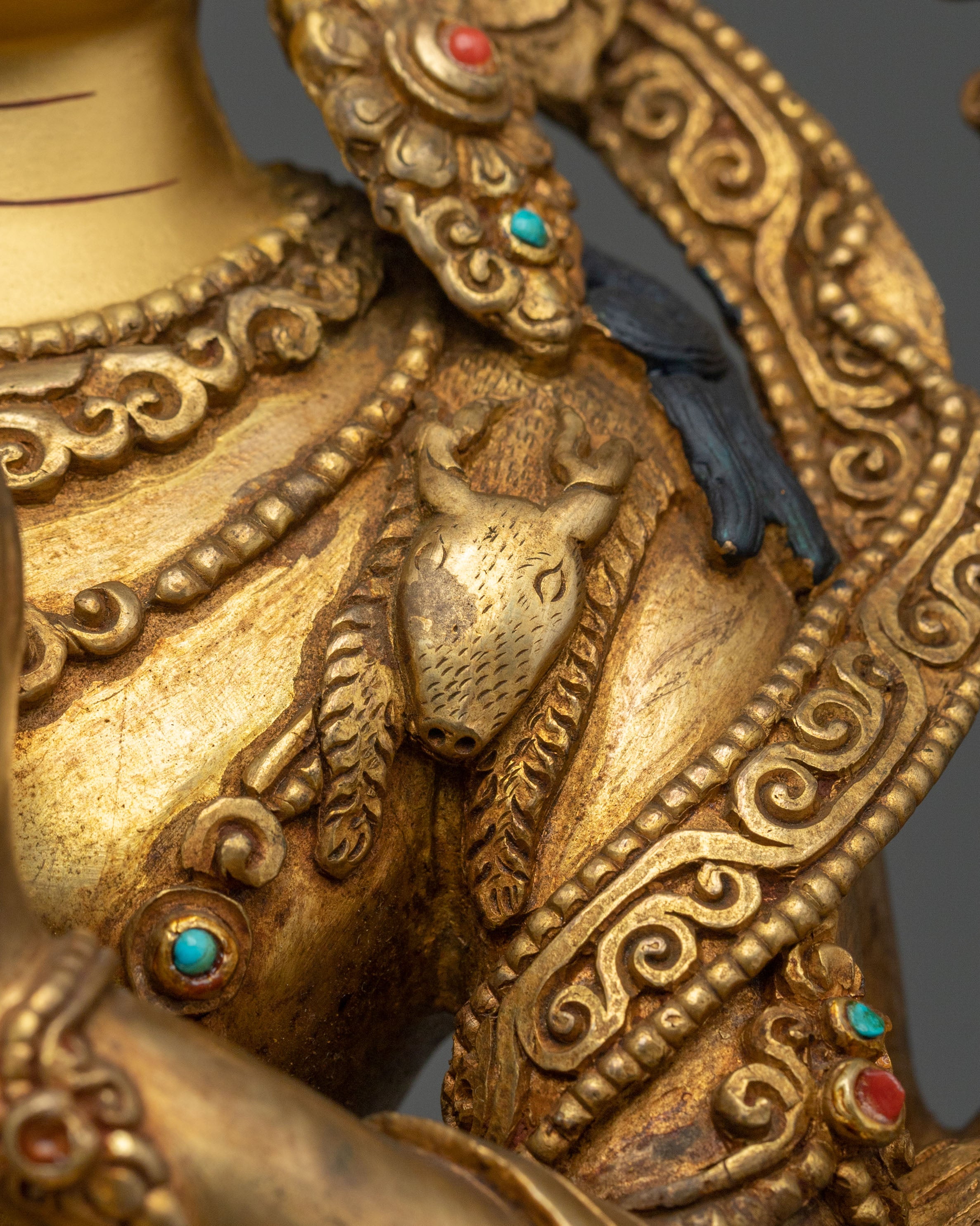 Chenrezig Fire Gold Gilded Statue | Buddhist Figurine