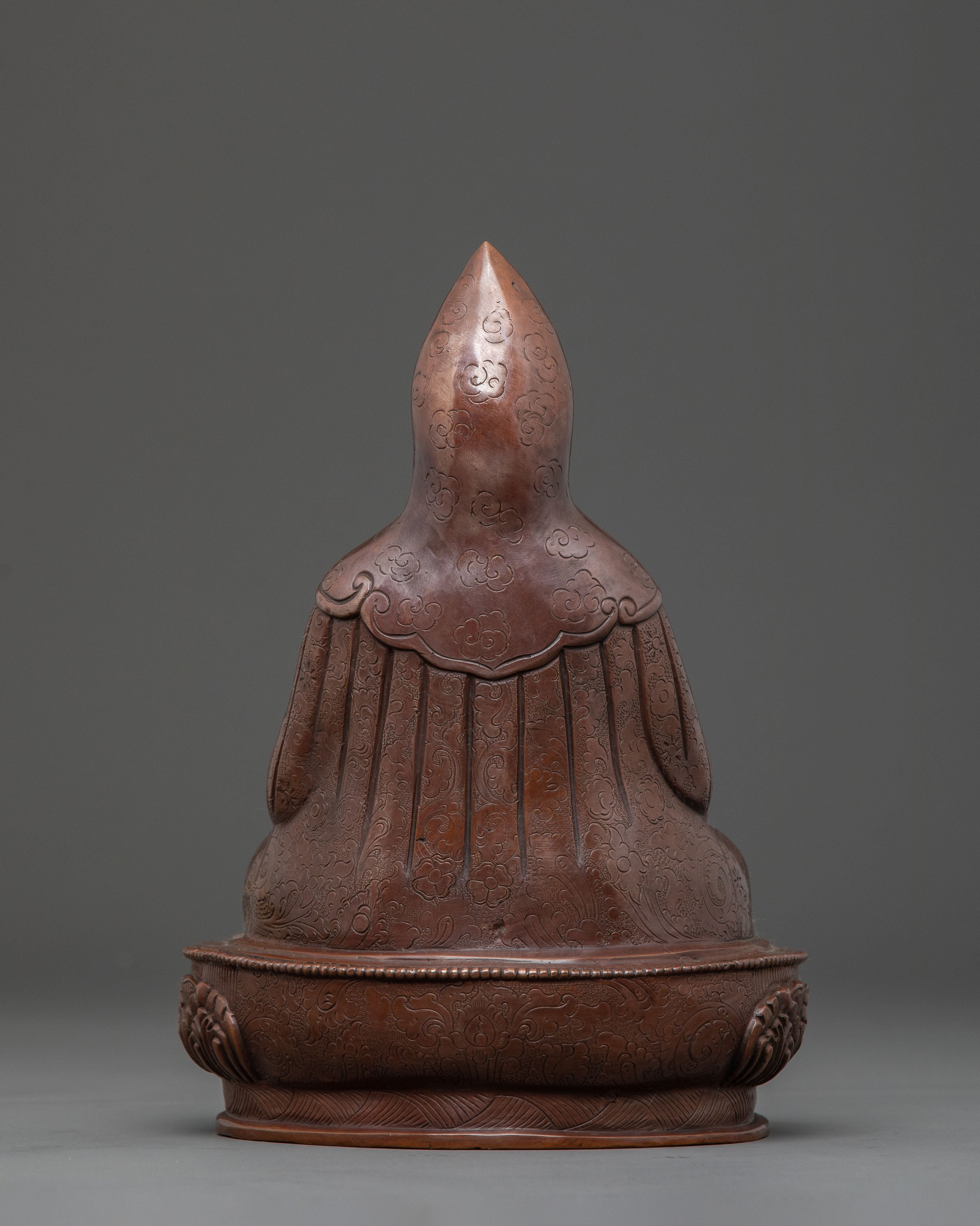 Guru Dewa Chenpo Oxidized Copper Statue for Altars