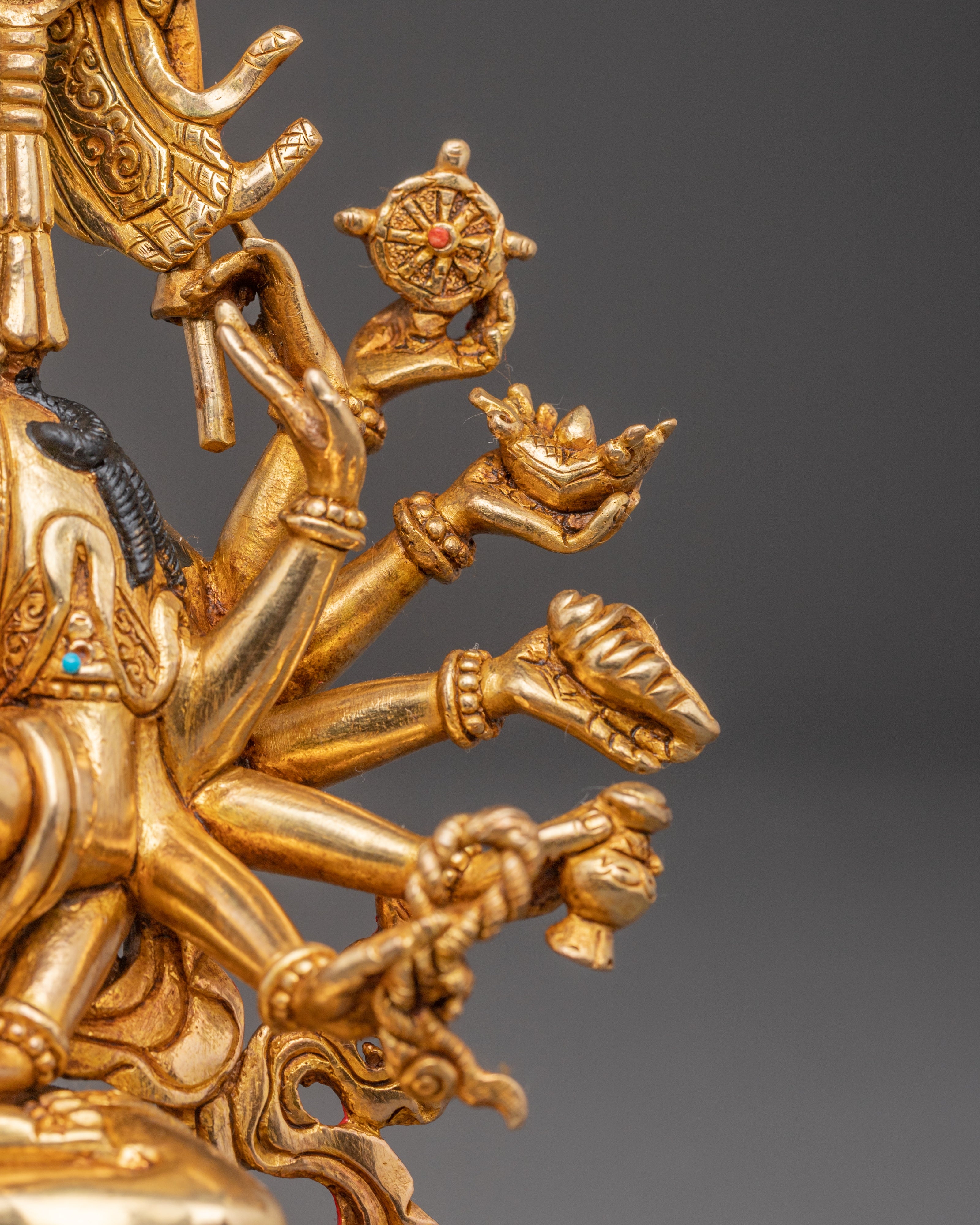 Handmade Golden Statue of Chundi Bodhisattva | Tibetan Style Decor