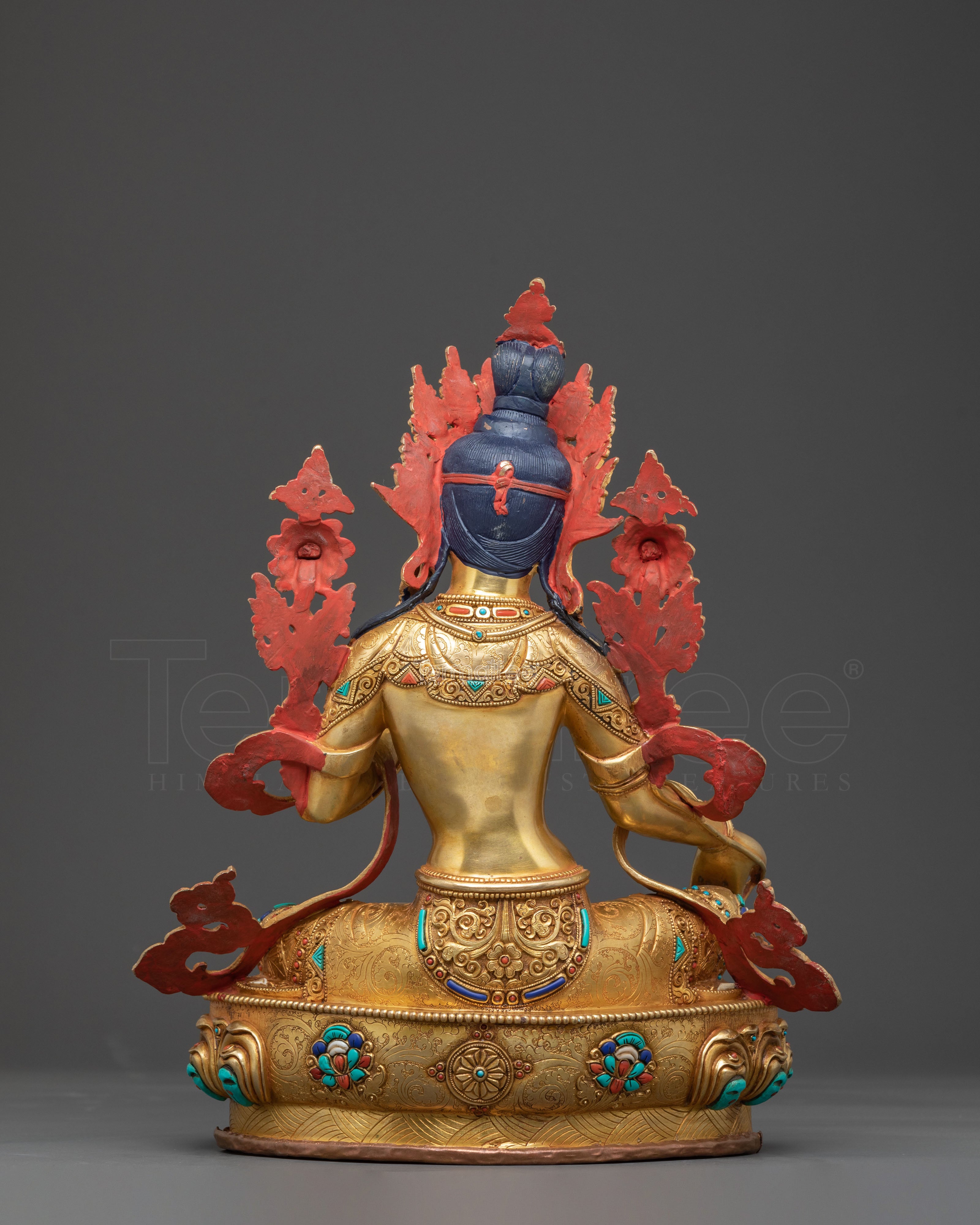 Green Tara Healing Statue: 24K Gold Gilded