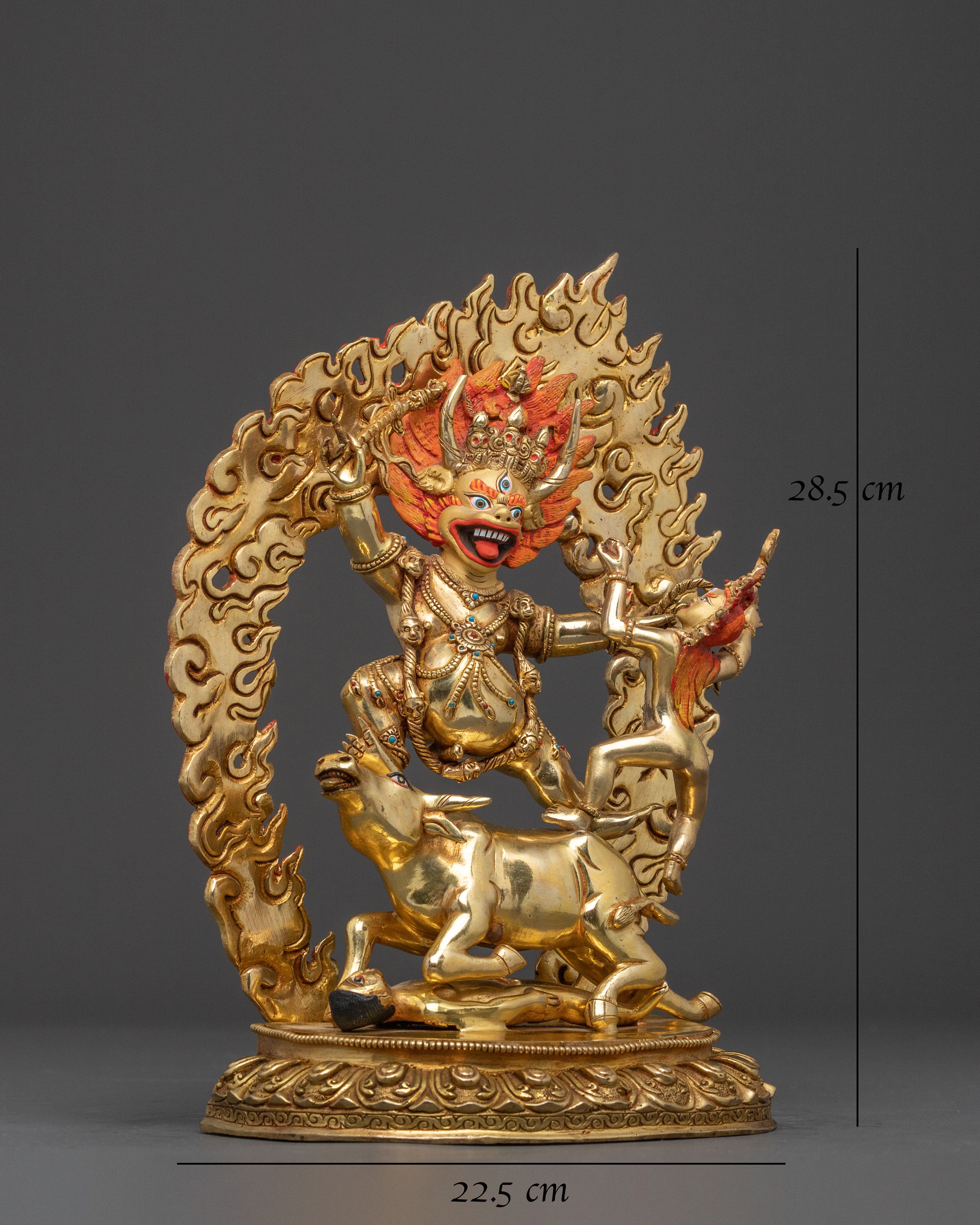 Majestic 24K Gold Gilded Statue of Yamantaka