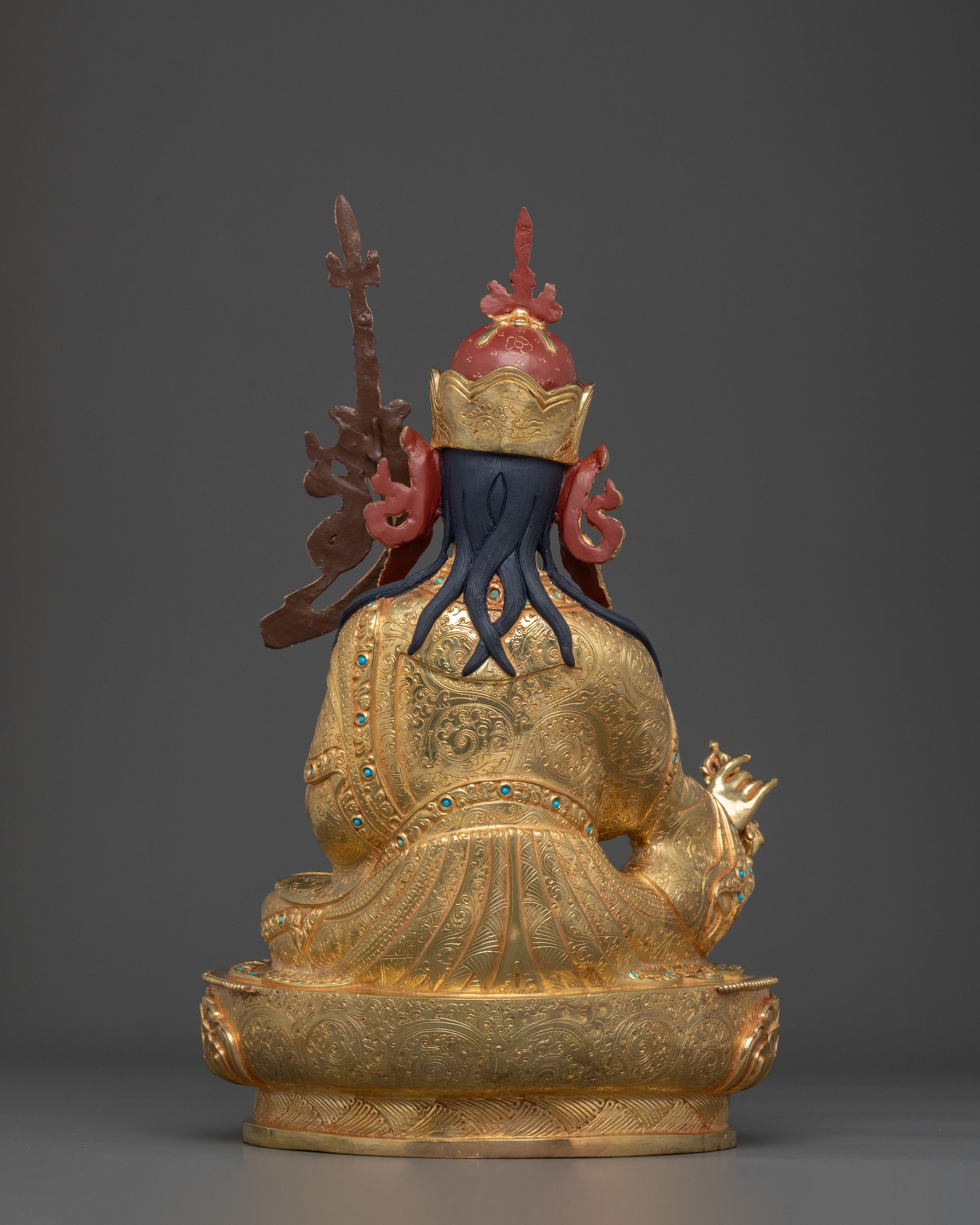 Tibetan Guru Rinpoche Statue | 24K Gold Gilded Figurine