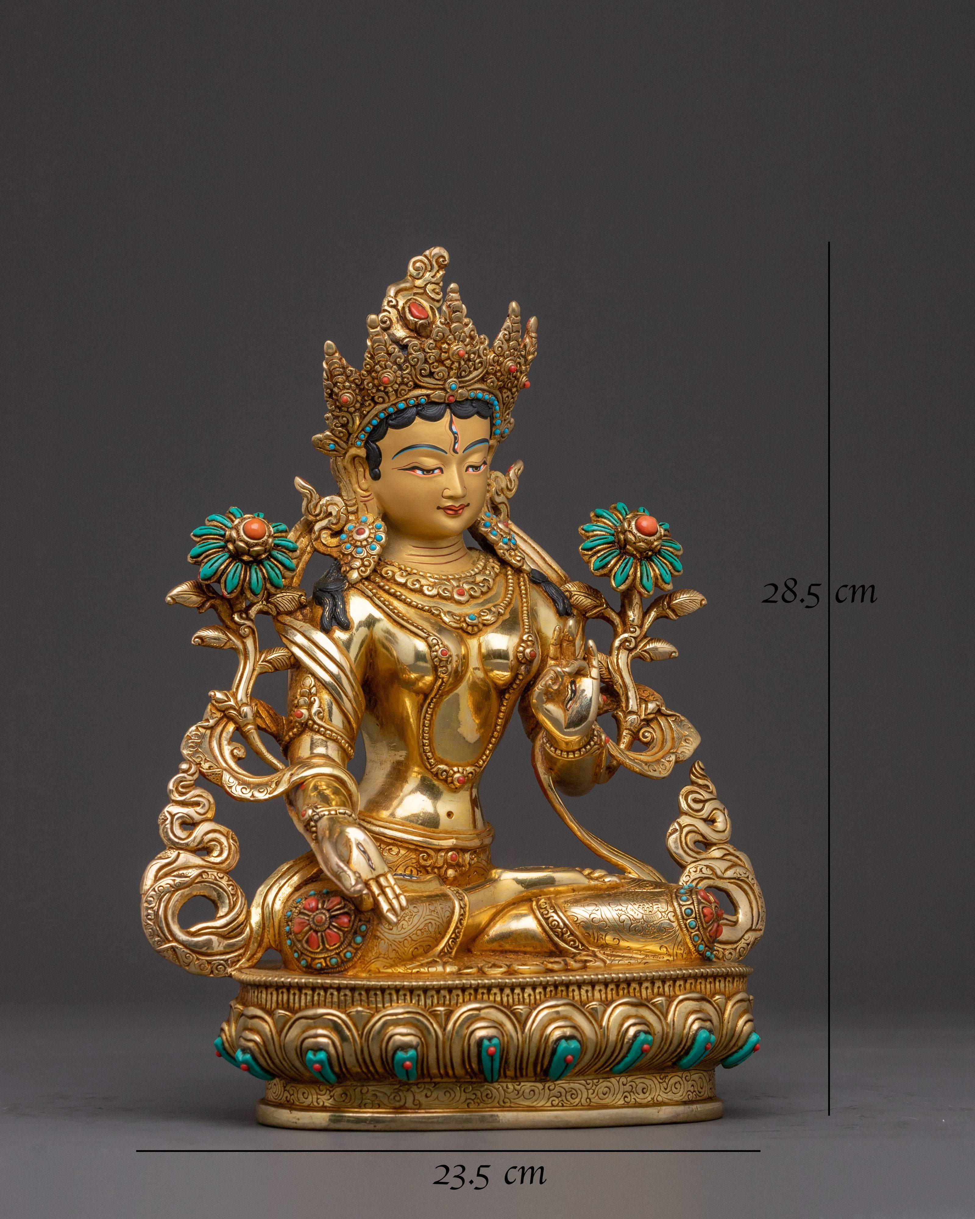 Handcrafted White Tara Sacred Statue – Gilded Perfection