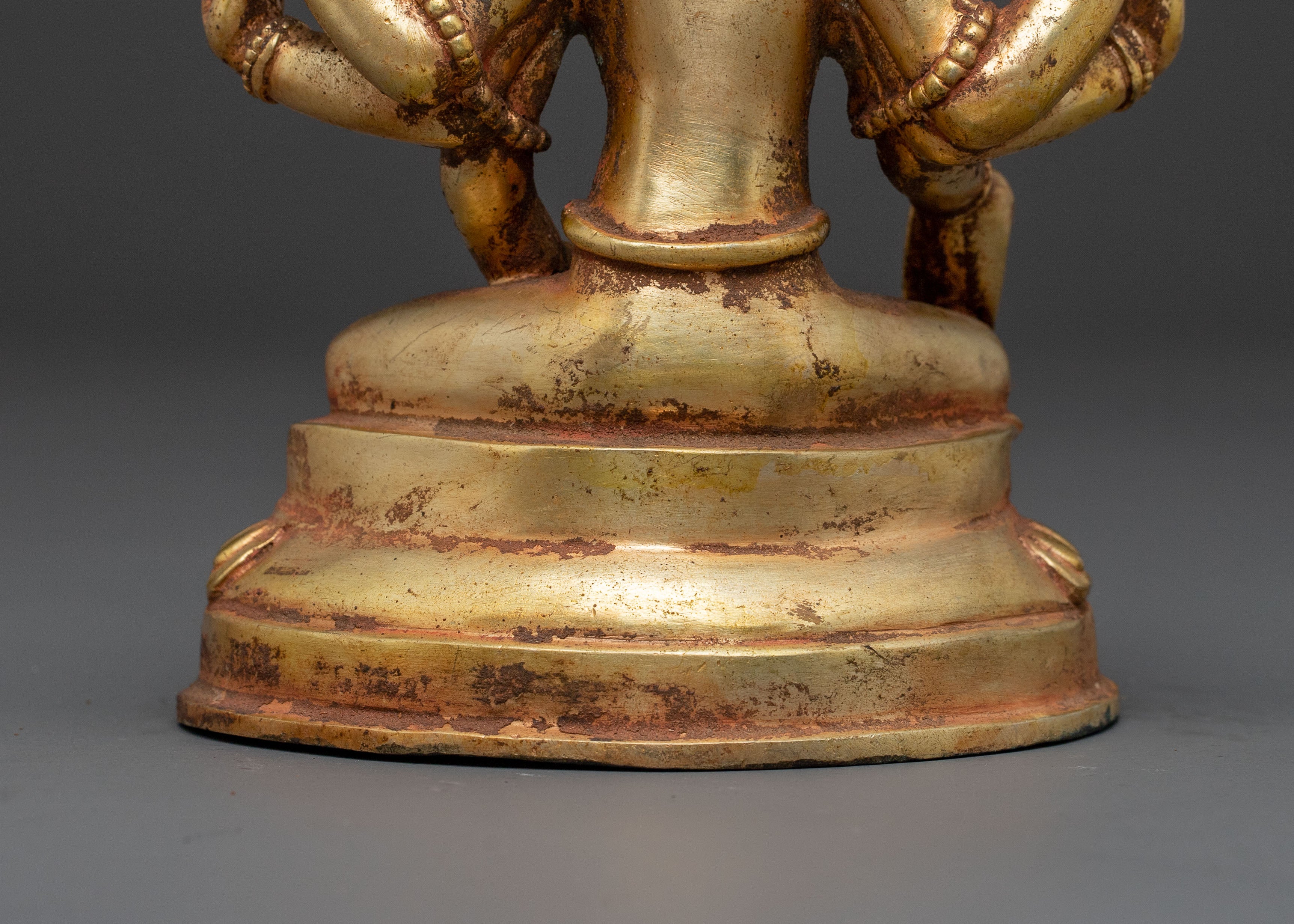 Vasudhara Statue: Antique Brass and Copper Elegance