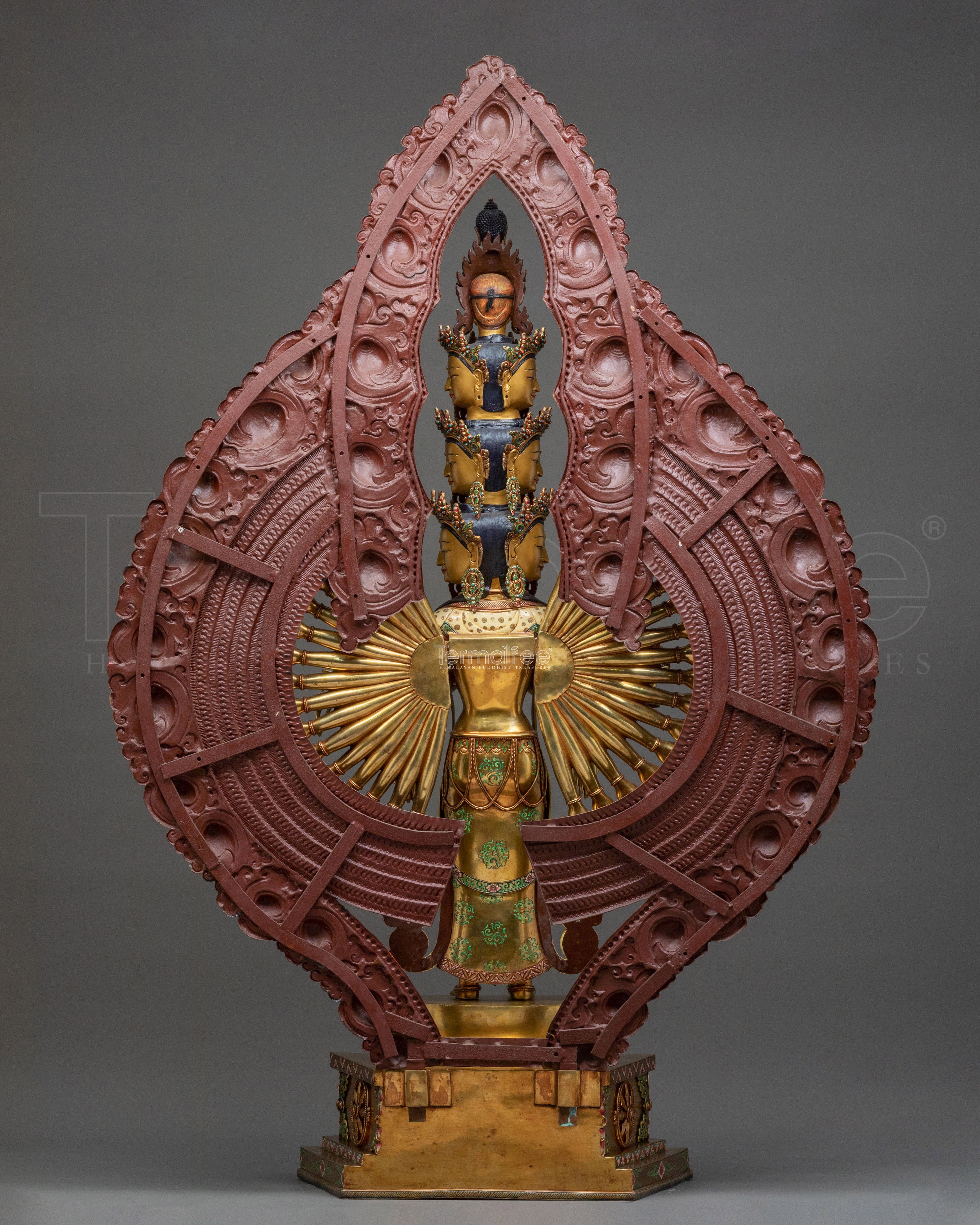 1000 Armed Chenrezig Statue: Radiant 24K Gold Gilded