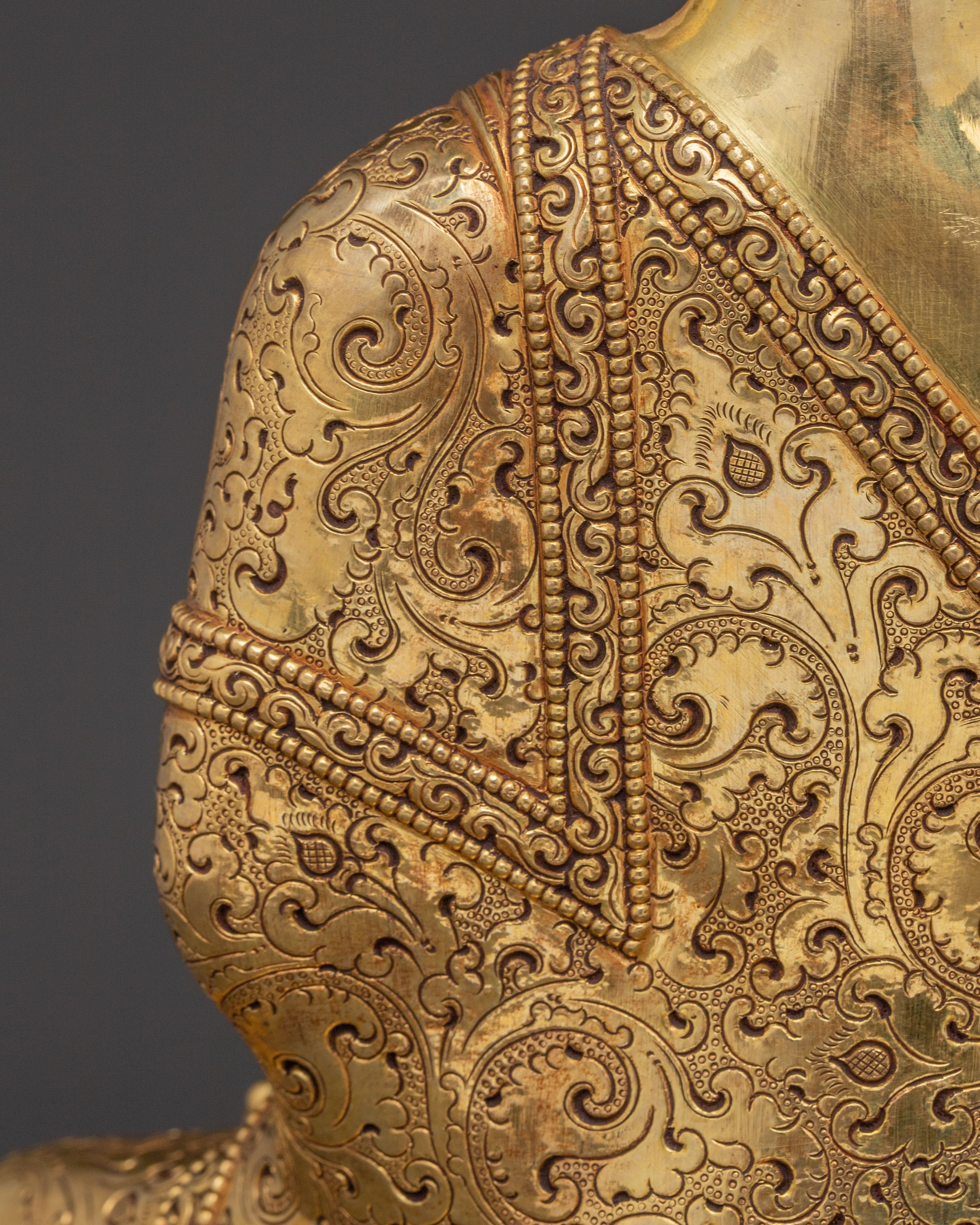 Handcrafted Meditating Shakyamuni Buddha Statue — 24K Gold Gilded