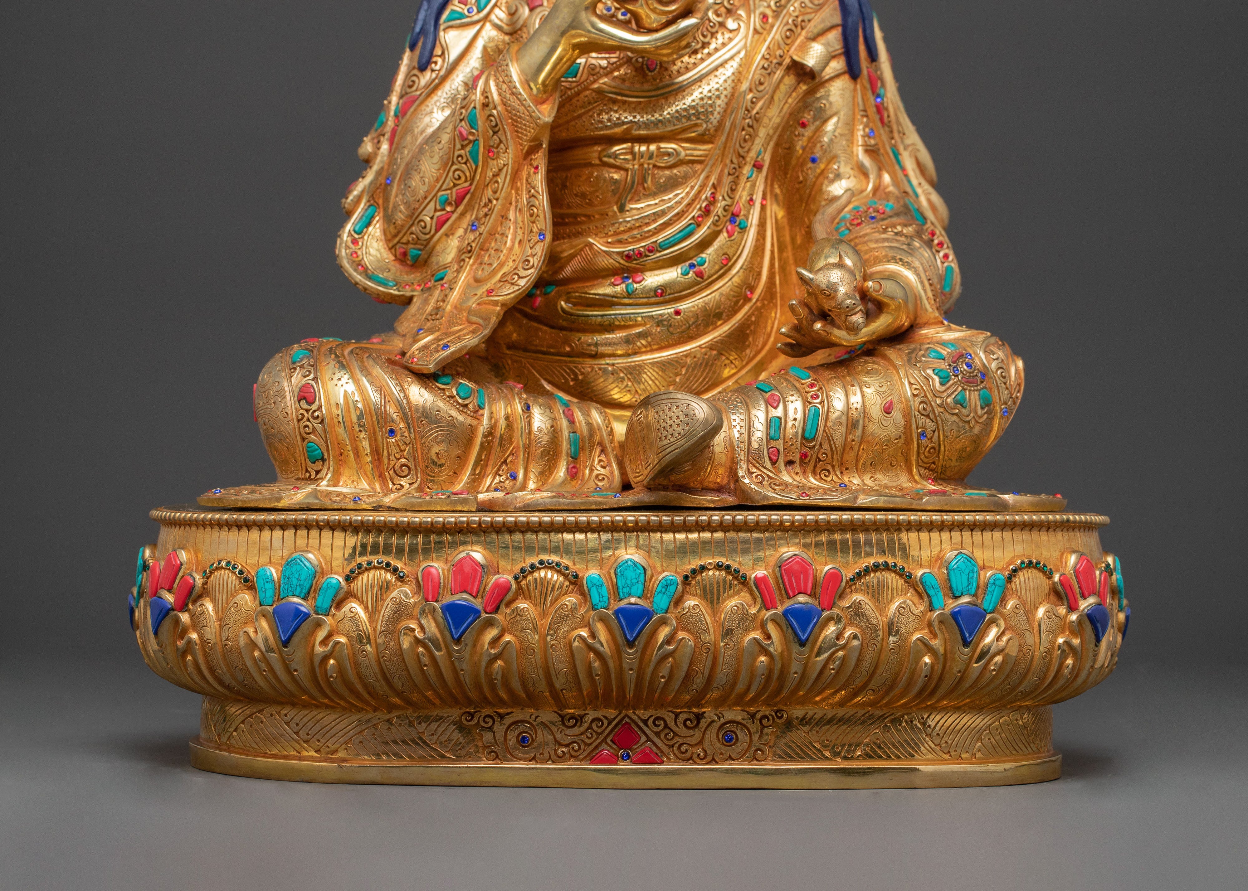 Sacred Guru Norla Tibetan Statue – 24K Gilded Masterpiece