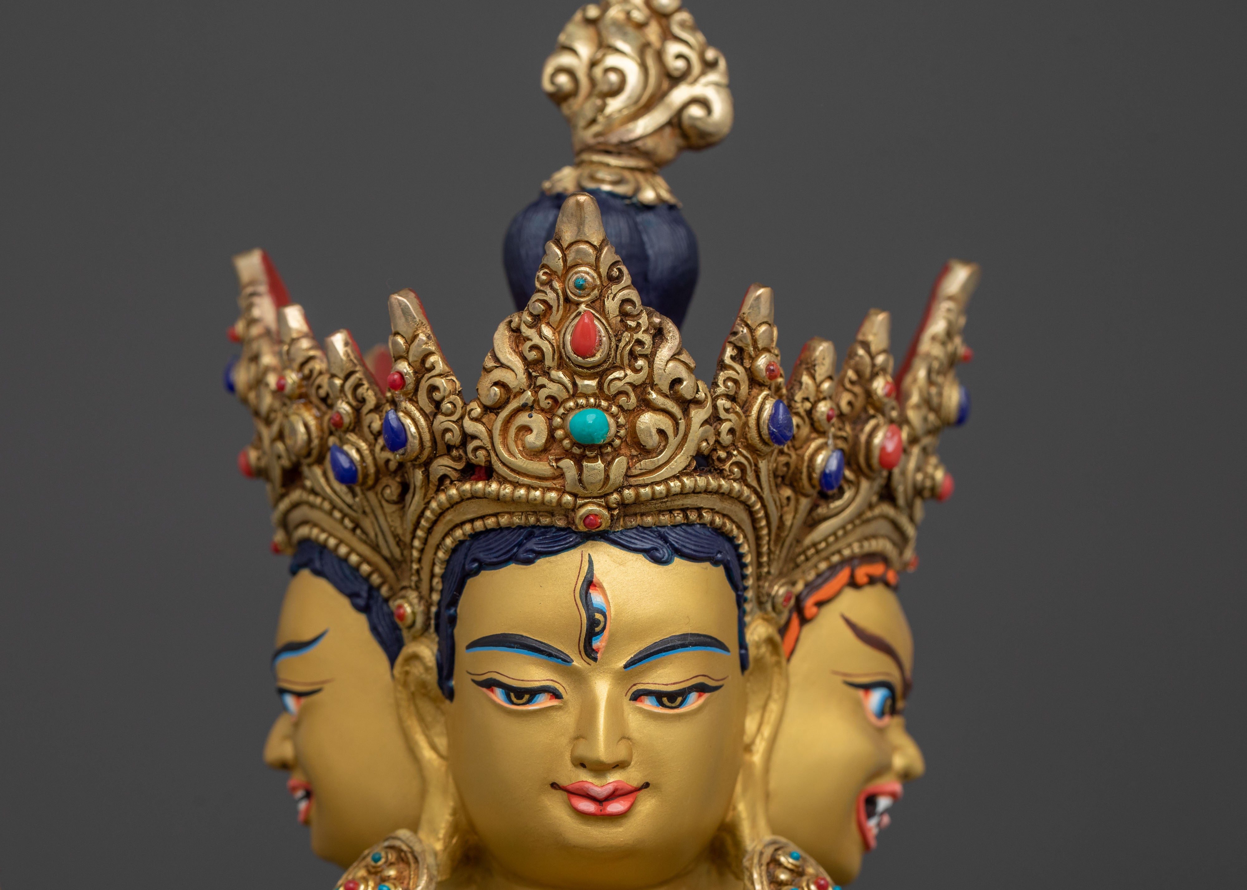 Namgyalma Three Faced Deity Sculpture