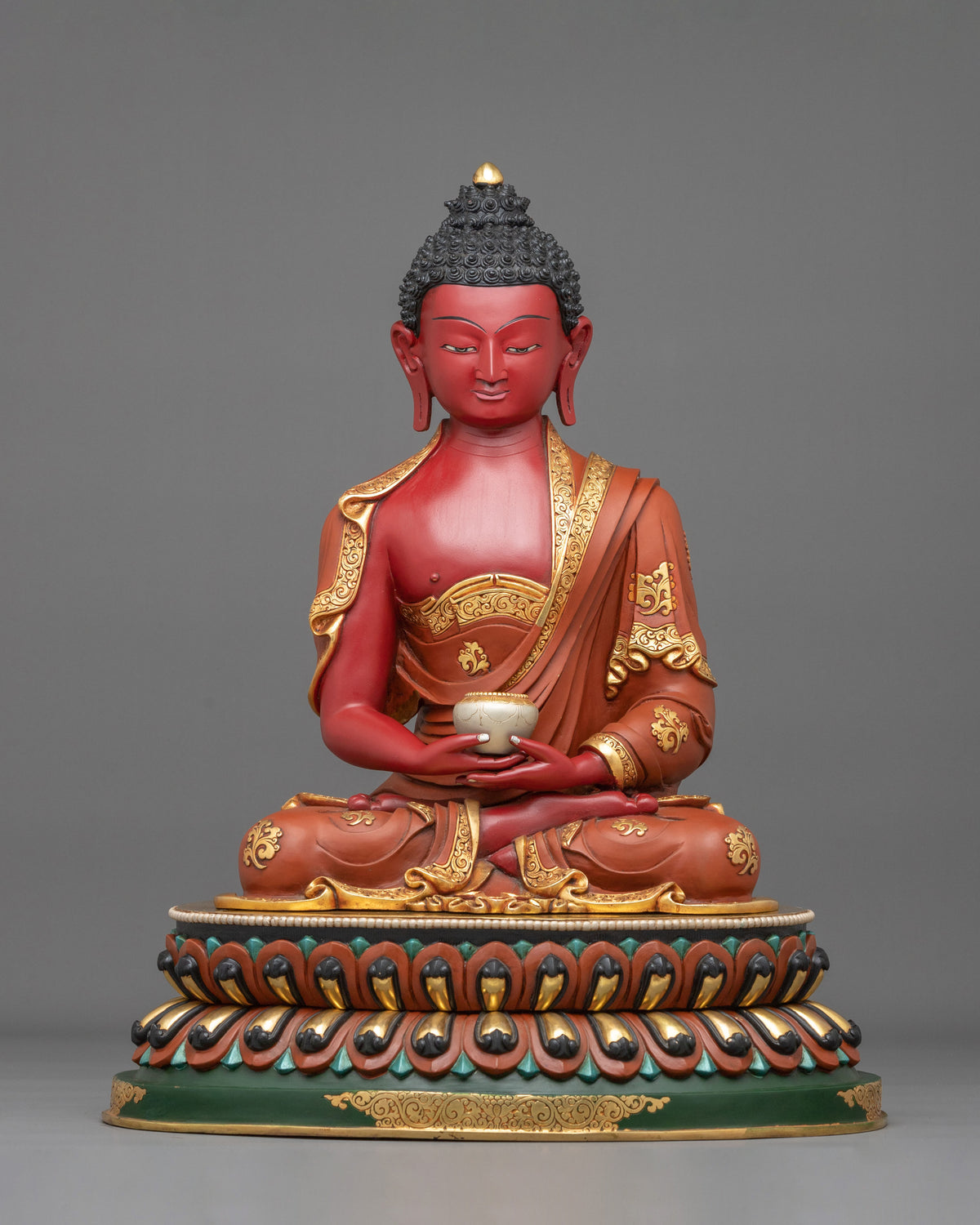 24K Gold Gilded Copper Three Buddha Statue Set | Sacred Buddhist Trio