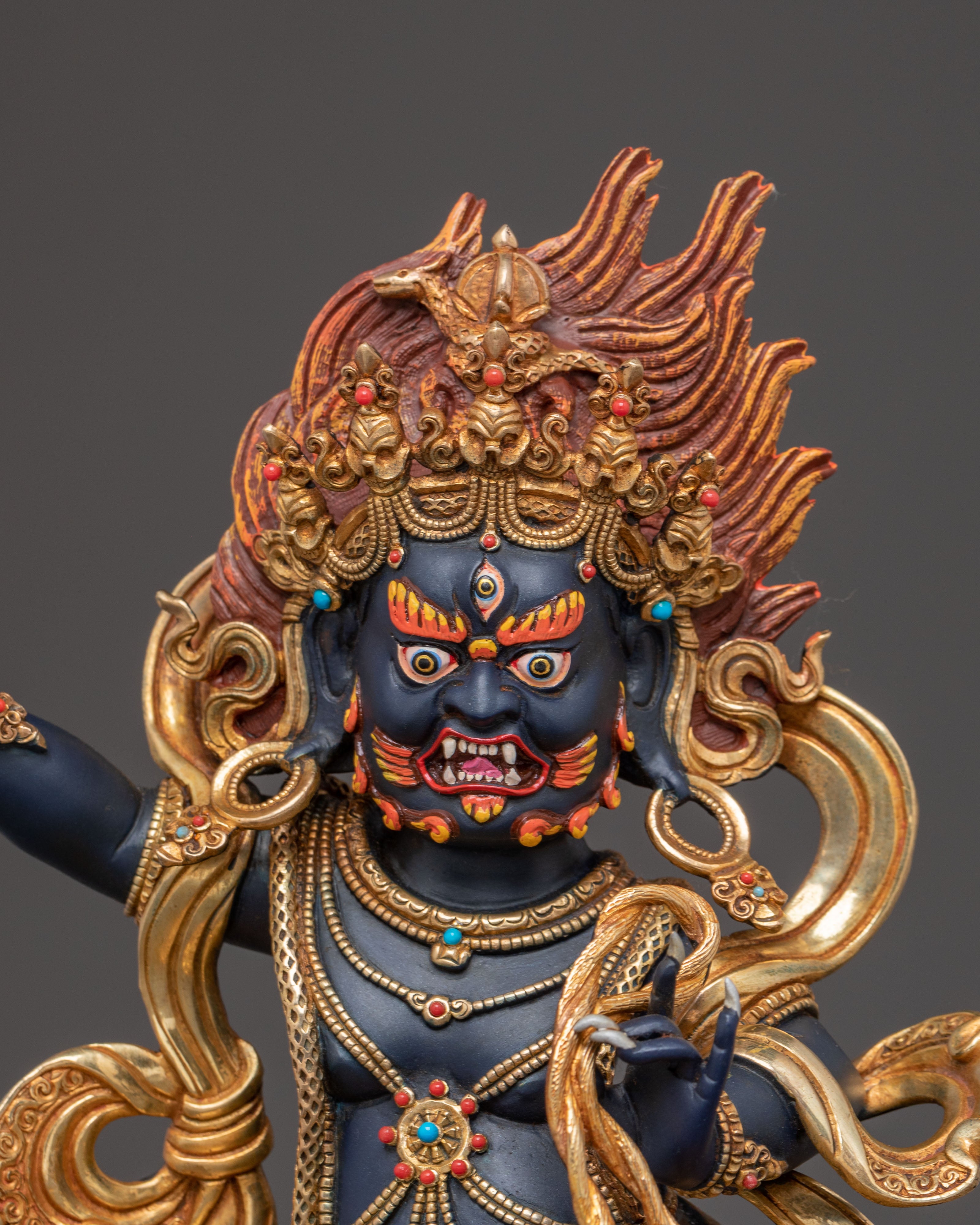 Vajrapani: A Silver Electro-Plated Sacred Sculpture of Vajrapani