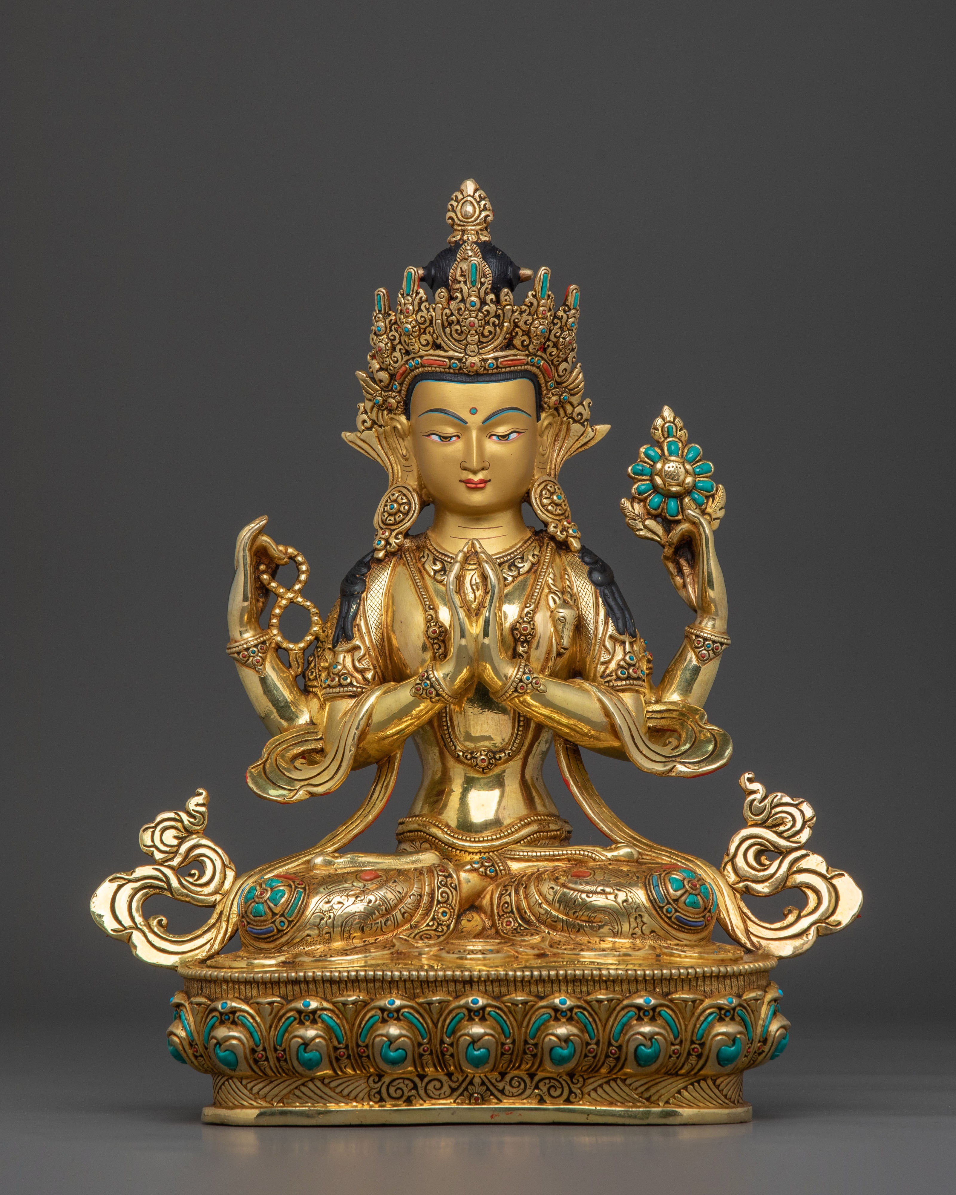 Handmade Six Bodhisattva Statue Set | 24K Gold Gilded Sacred Sculpture