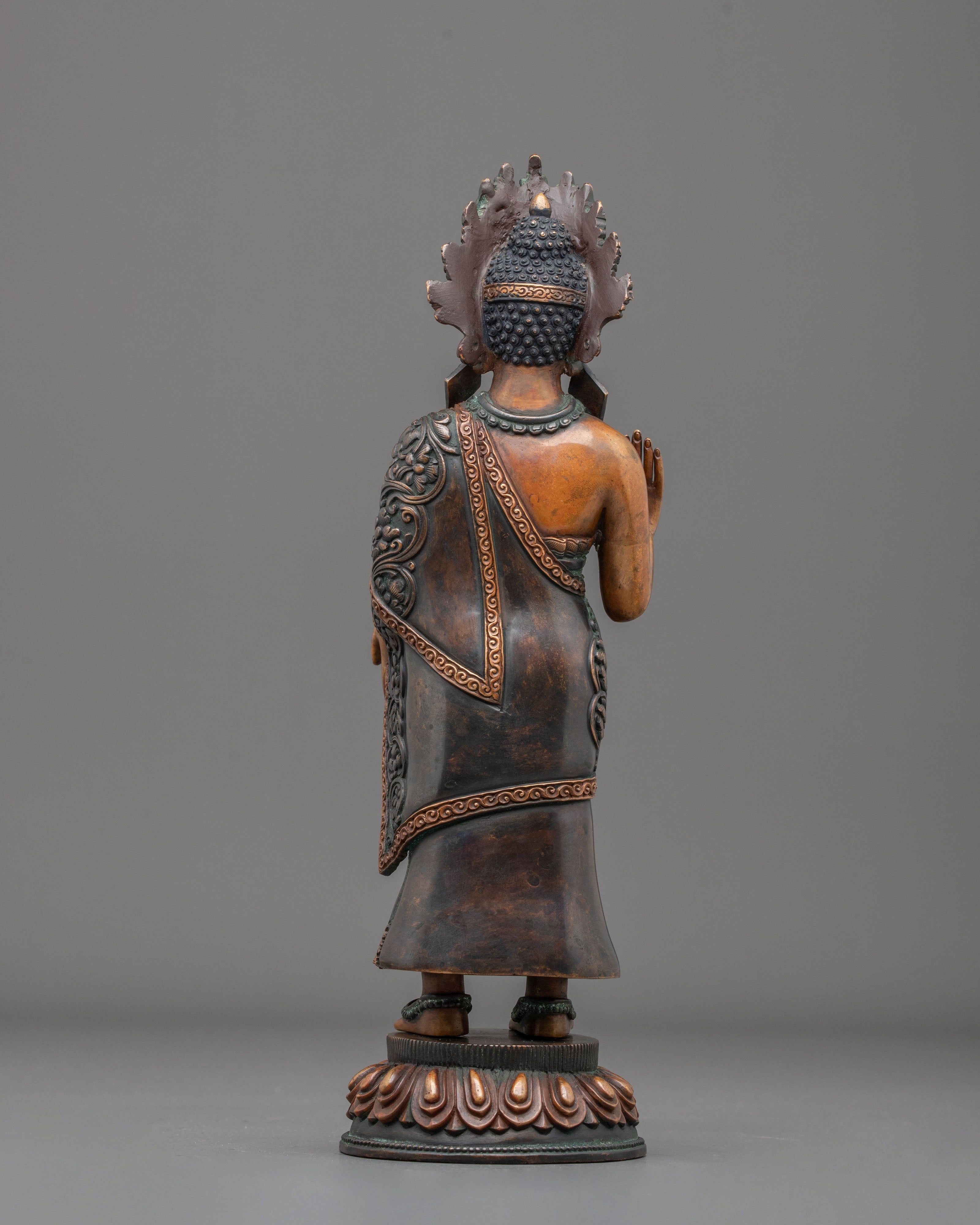 Dipankara Buddha Oxidized Copper Figurine: Symbol of Enlightenment