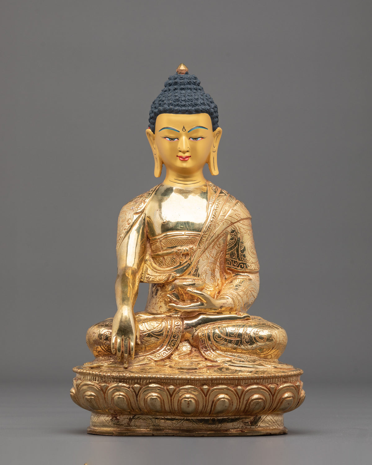 Hand Carved Shakyamuni Buddha Statue with Copper Body