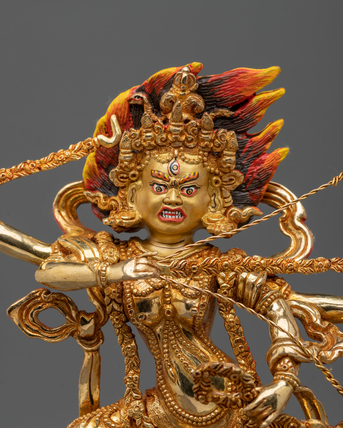 Handmade Kurukulla Red Tara Sculpture | 24K Gold Gilded
