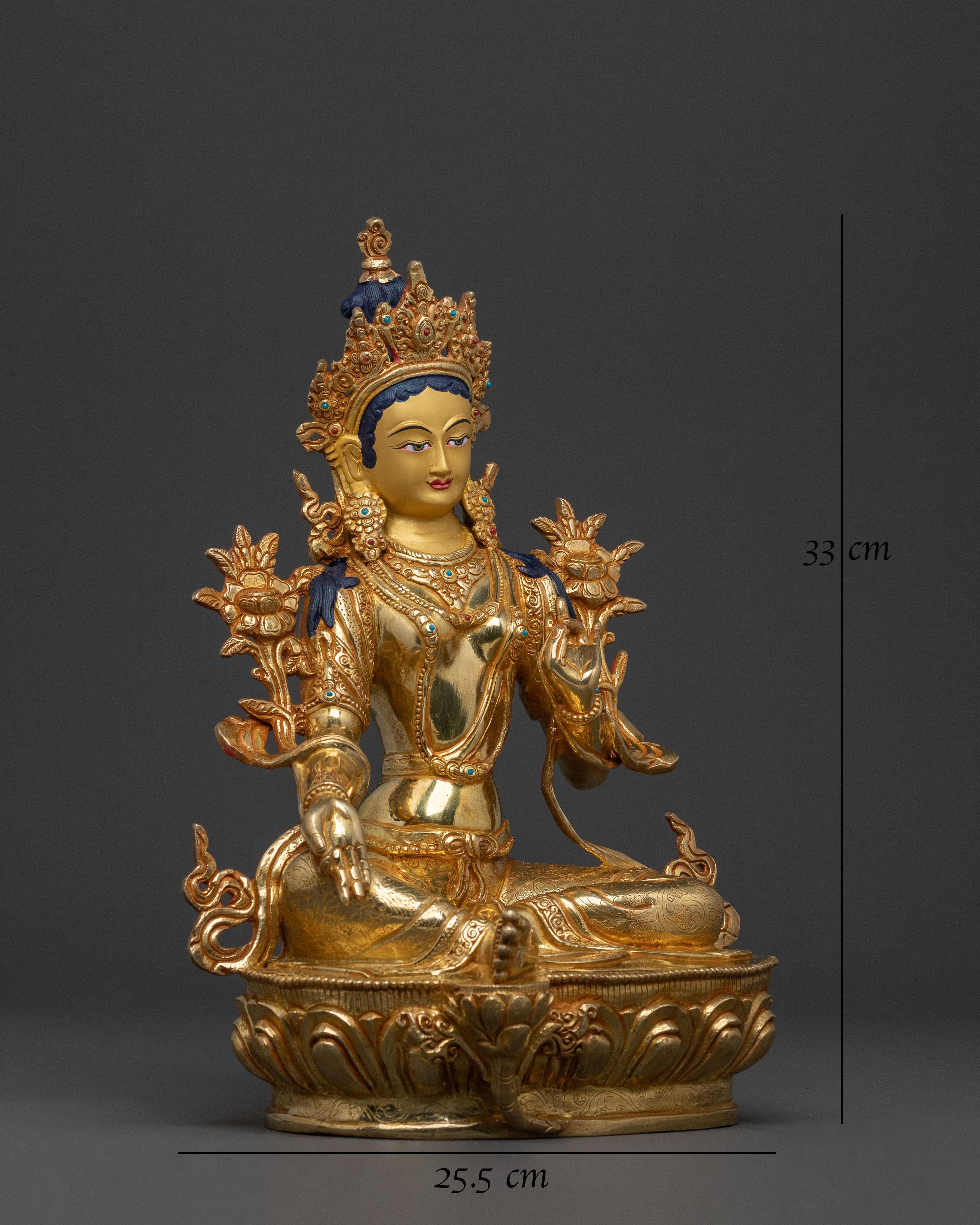 Handcrafted Green Tara Compassion Goddess Statue