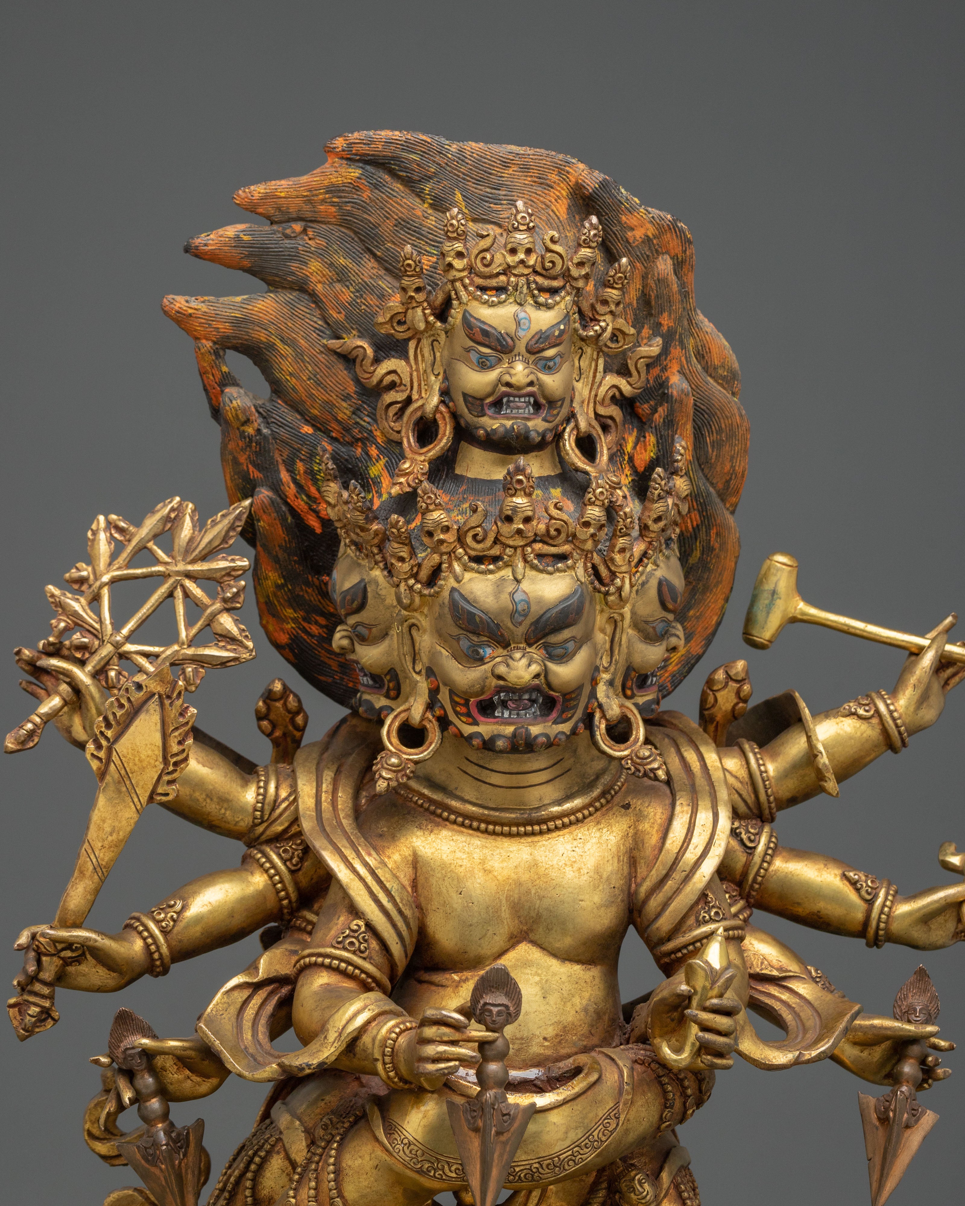 Fierce Heyagriva: 24K Gold Gilded Copper Statue