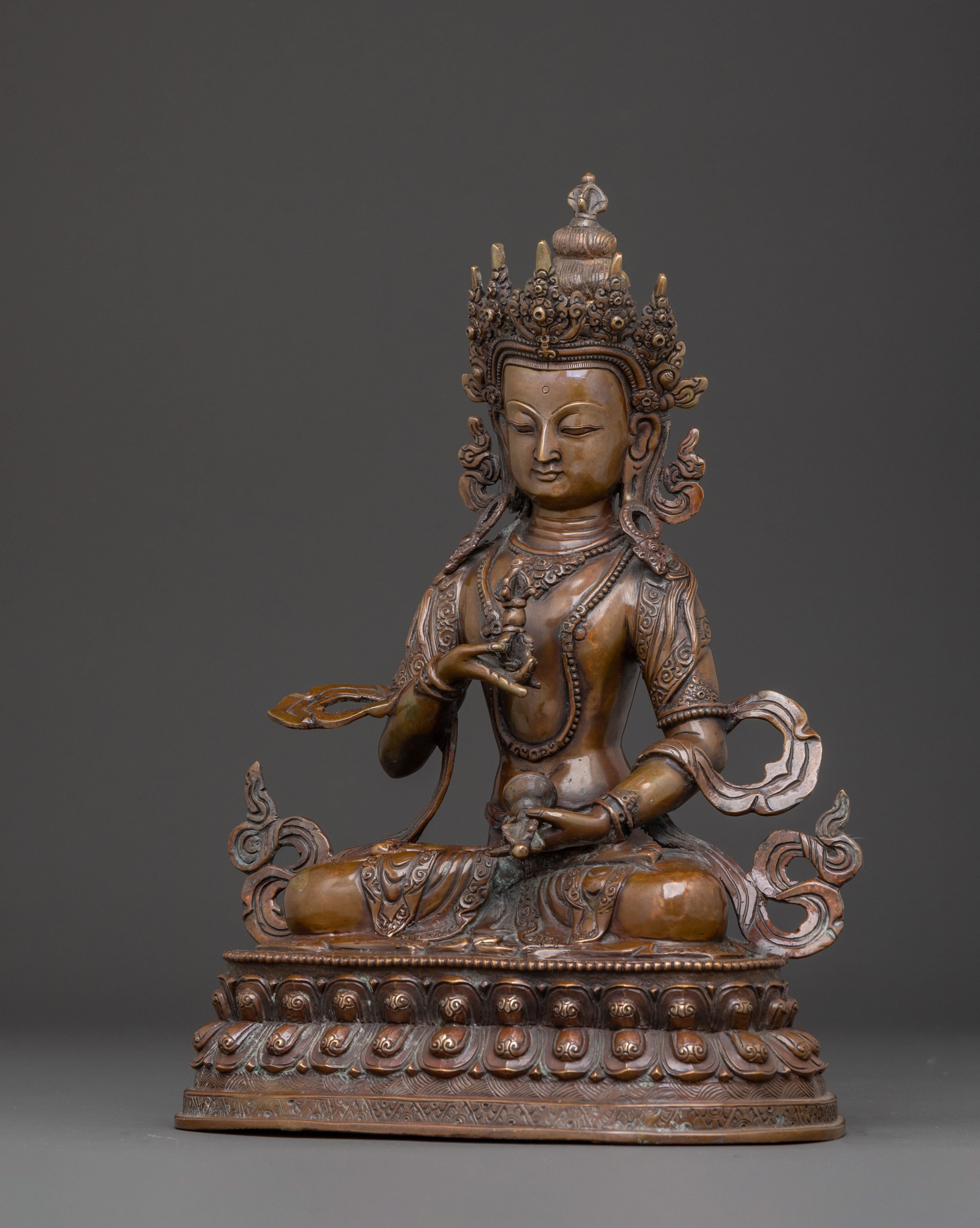 Vajrasattva Spiritual Statue | Oxidized Copper Figure