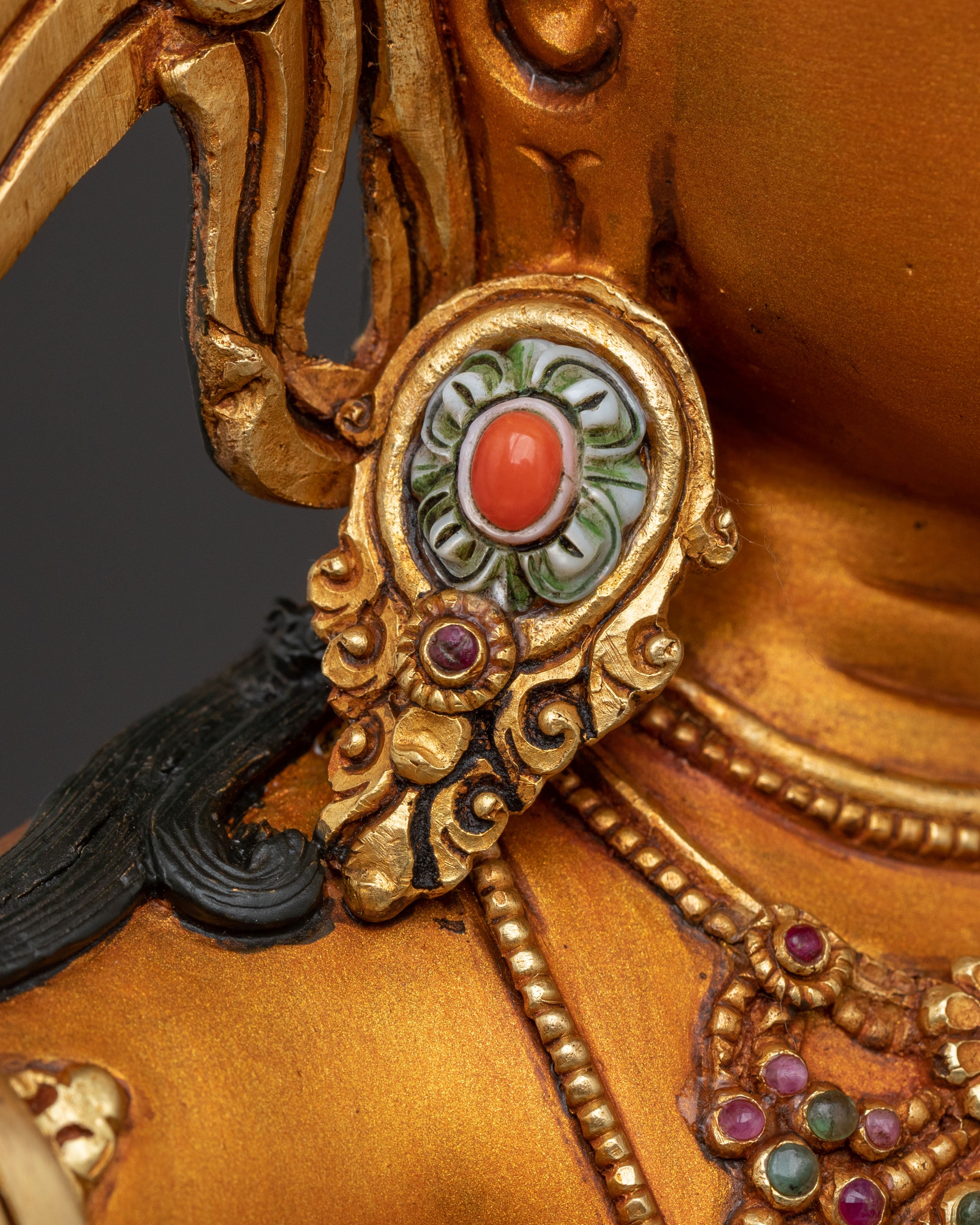 Golden Manjushri Statue: Flame of Wisdom