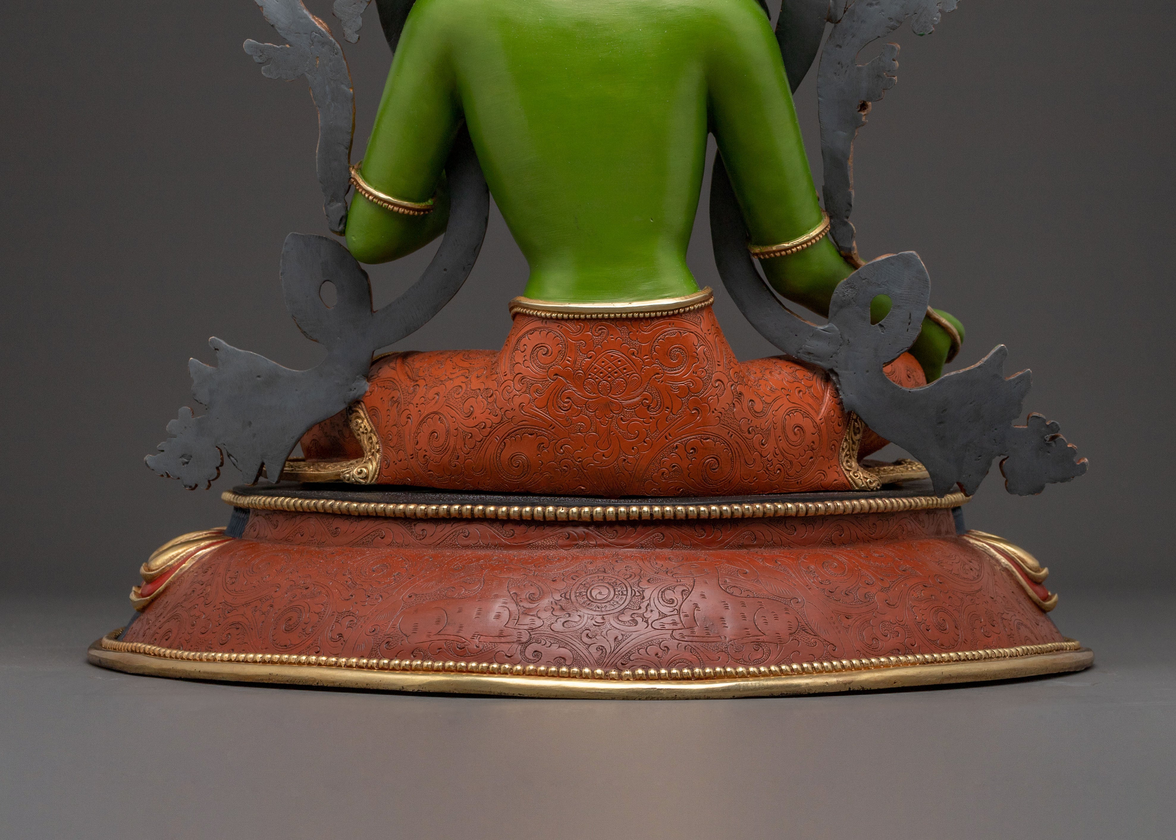 19 Inch Green Tara Statue: Gold Electroplated
