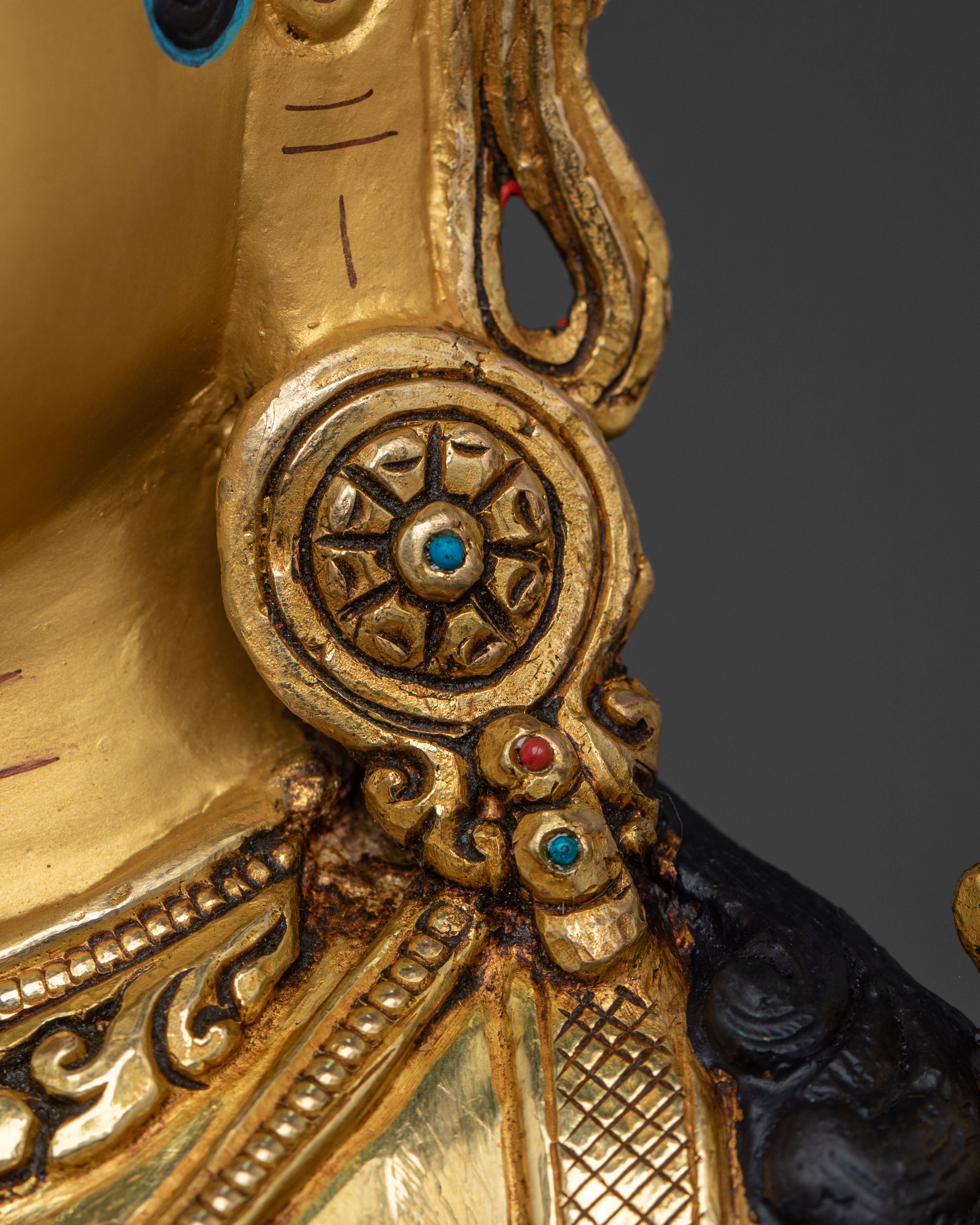 Green Tara Tibetan Buddhist Statue | 24k Gold Glided Buddhist Statue