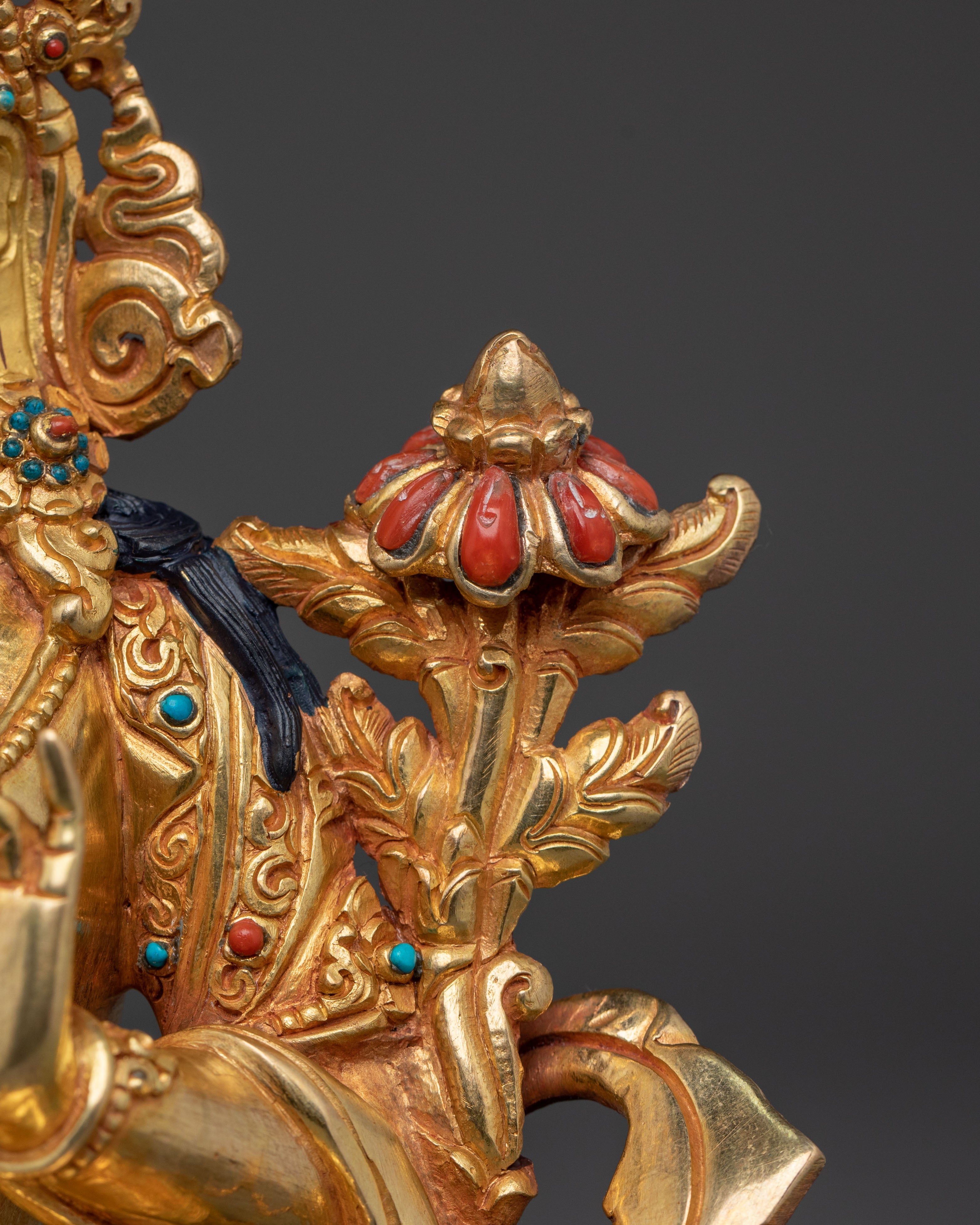 Green Tara 24K Gold Gilded Statue | Himalayan Artistry