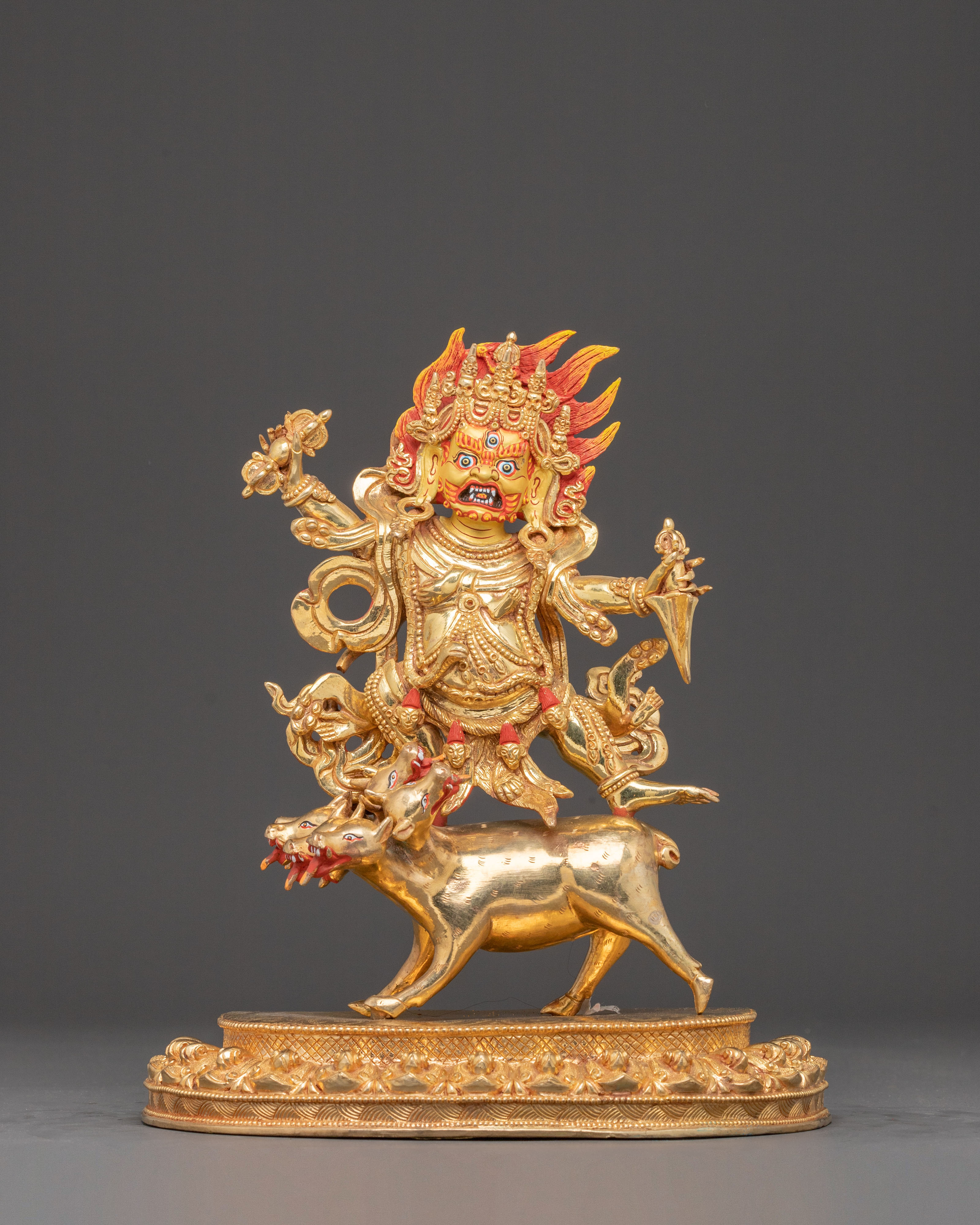 Handmade Dorje Gotrab Golden Statue | Tibetan Buddhist Deity