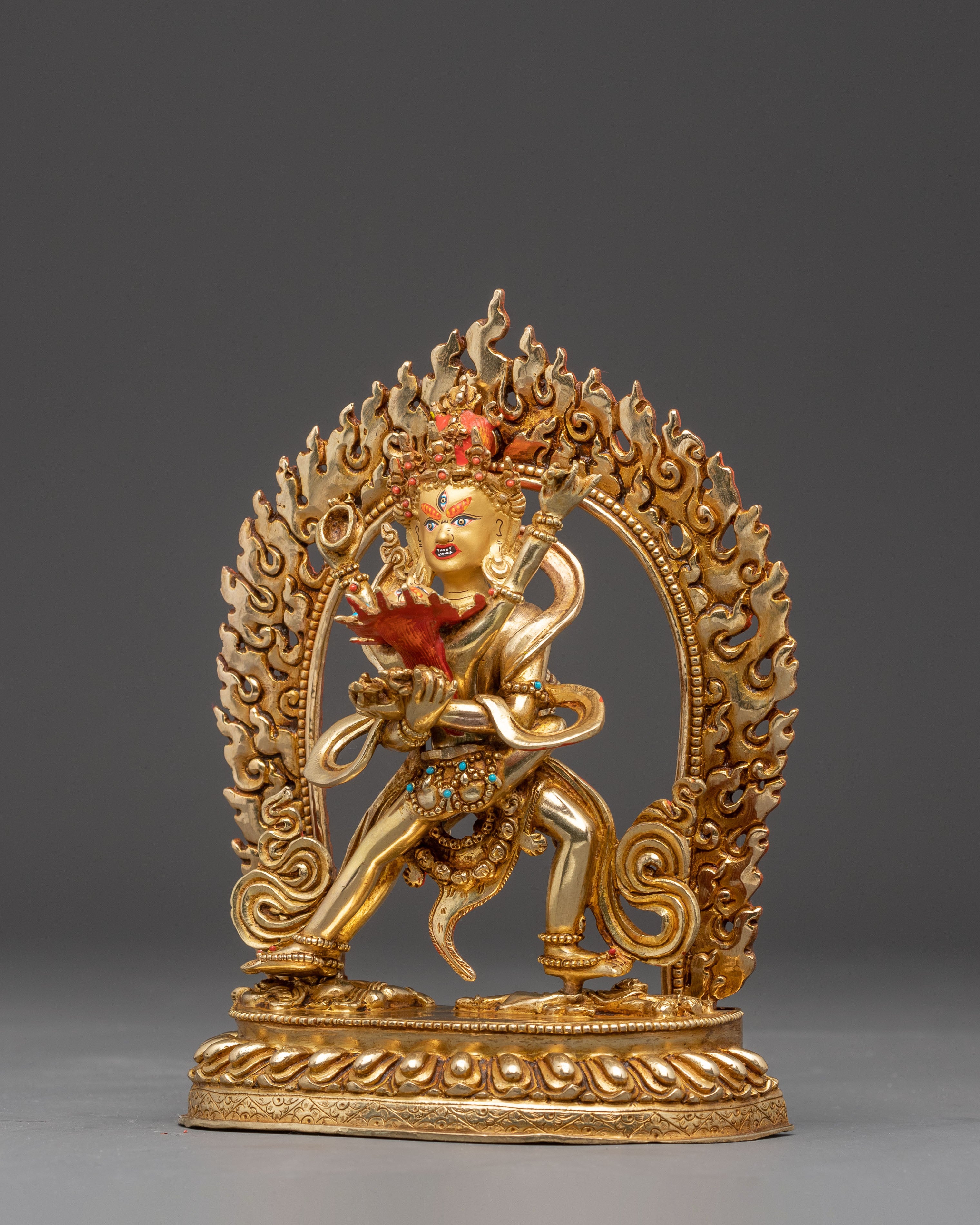 Chakrasamvara Handmade Golden Buddhist Statue | Tibetan Sculpture for Altar