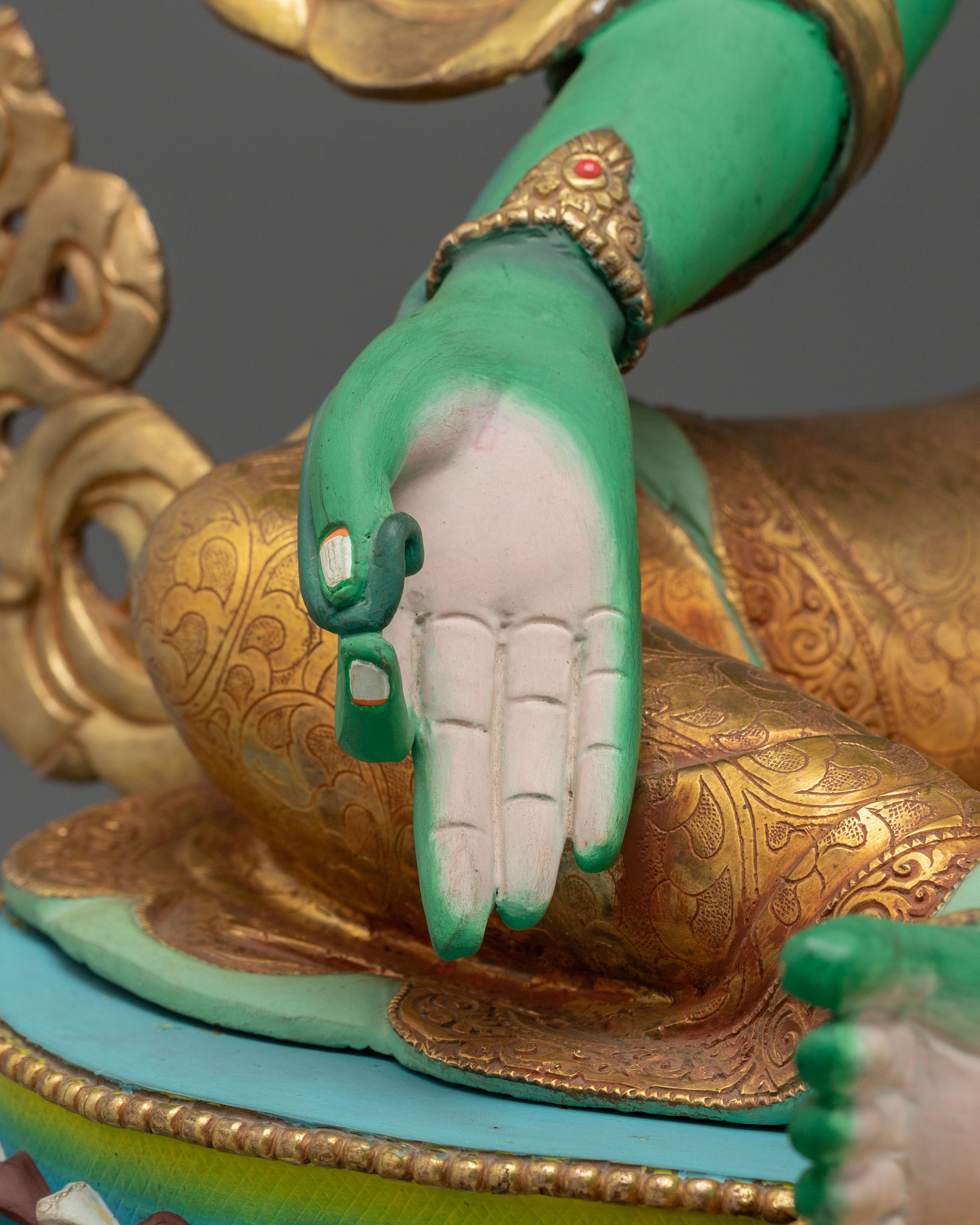 Green Tara Copper Statue with 24K Gold Gilding