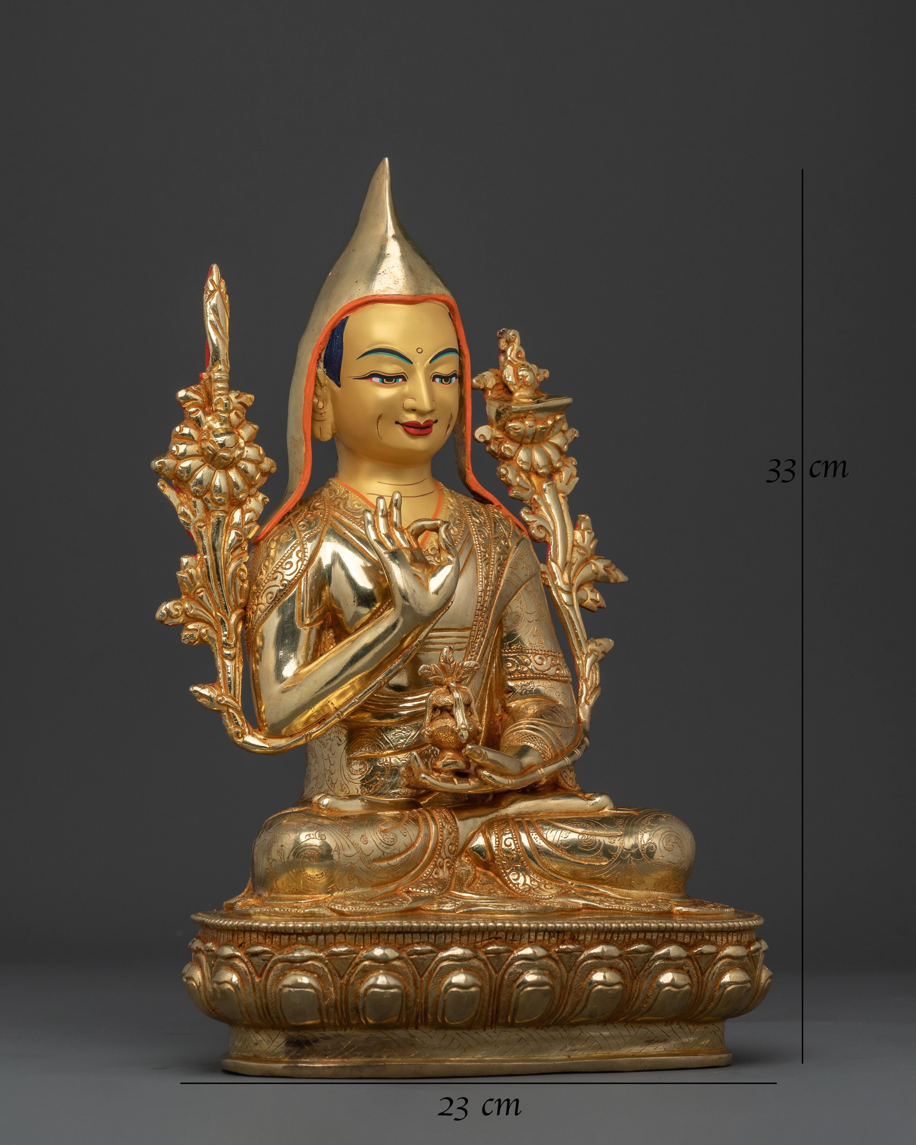 Tsongkhapa Handcrafted Statue in 24K Gold