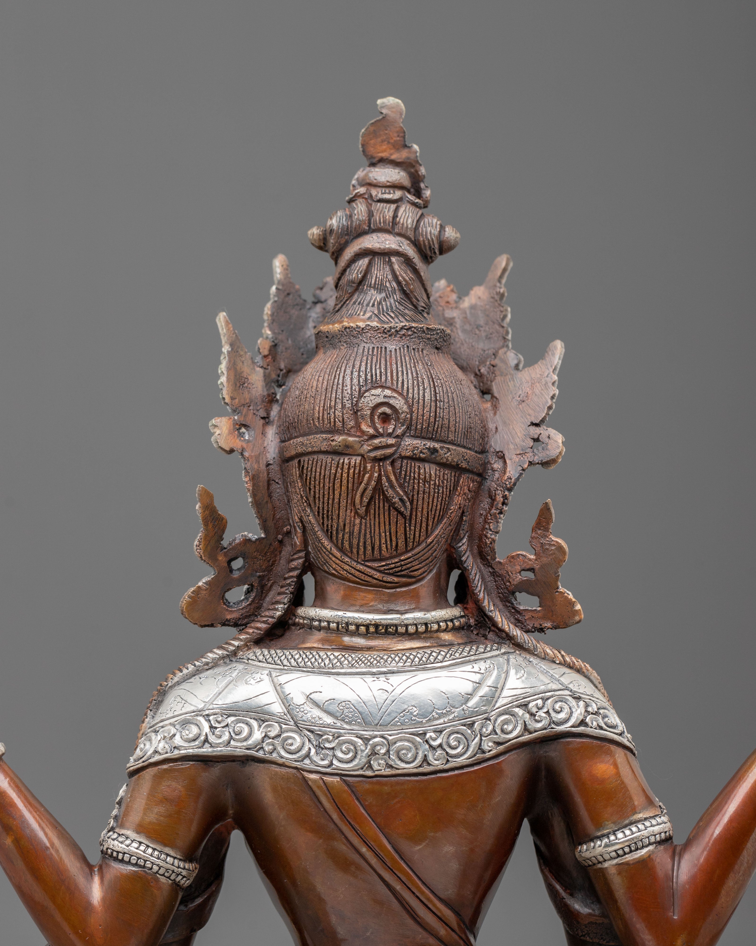 Prajnaparamita Wisdom Goddess Statue | Silver-Plated Copper Sculpture